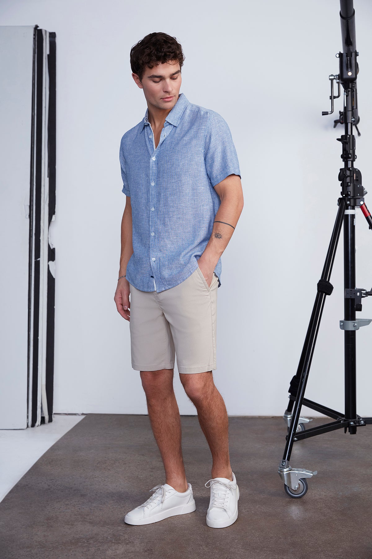 Mens Beige Pocket Dress Shorts