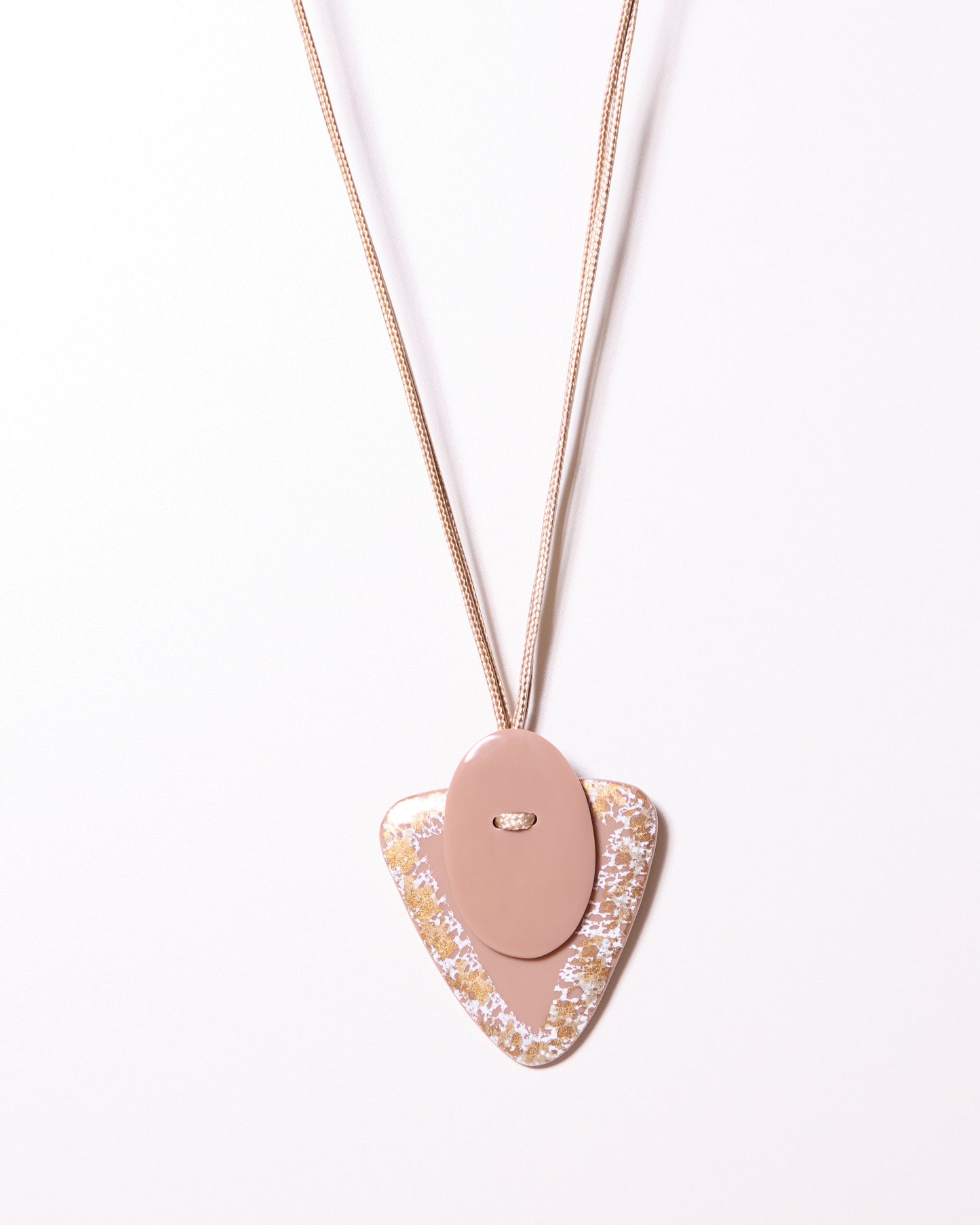 Beige Oval and Triangle Cord Necklace