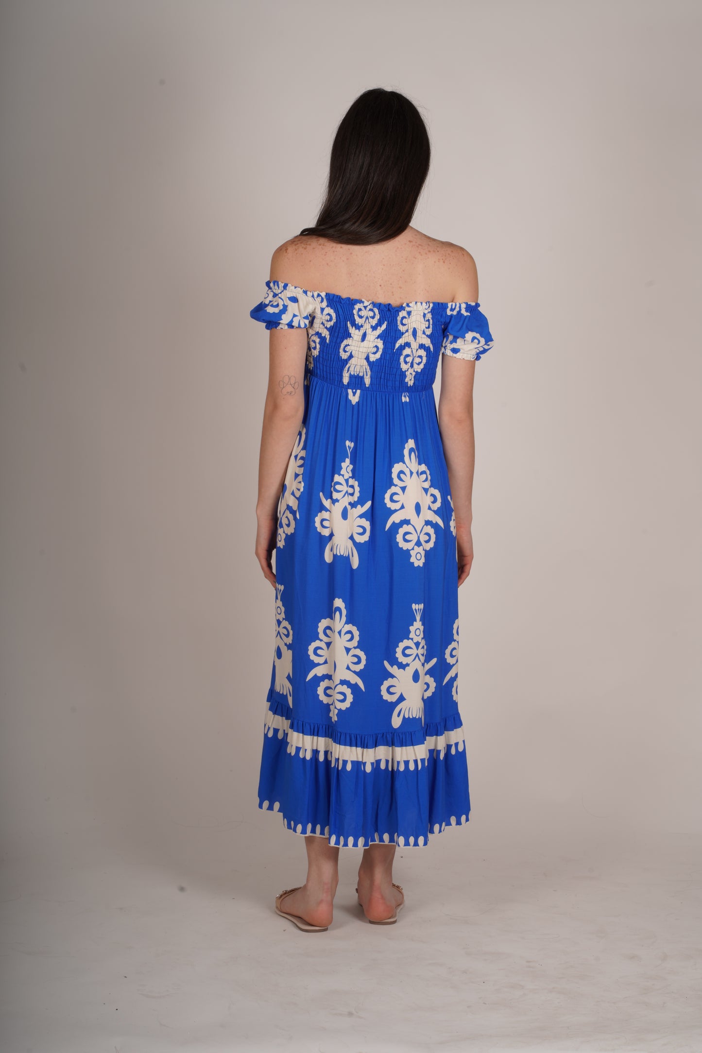 Peacock Off-Shoulder Dress