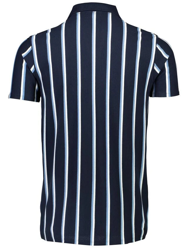 Men's Midnight Open Neck Striped Polo Shirt