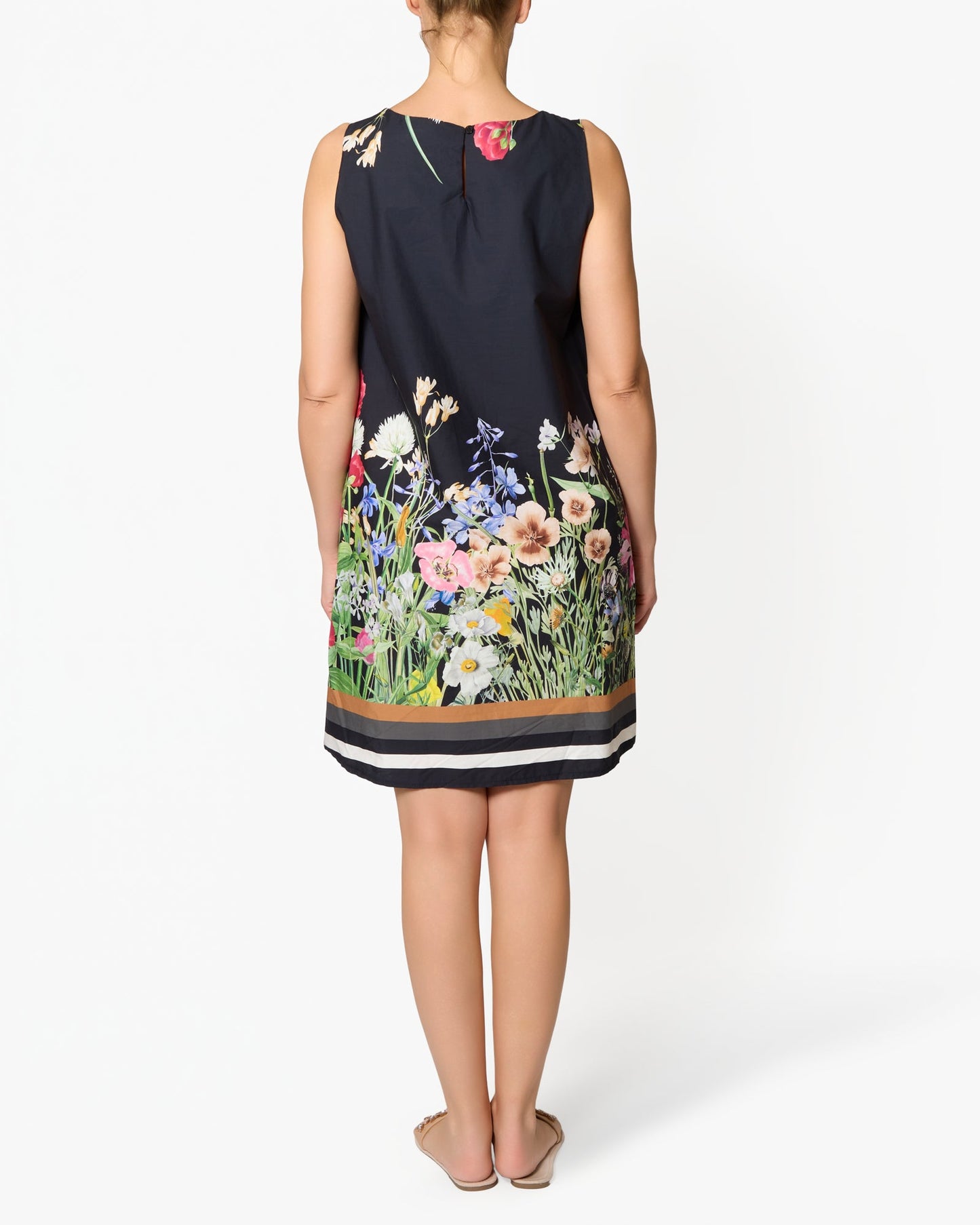 Black Floral Bottom Sleeveless Midi Dress