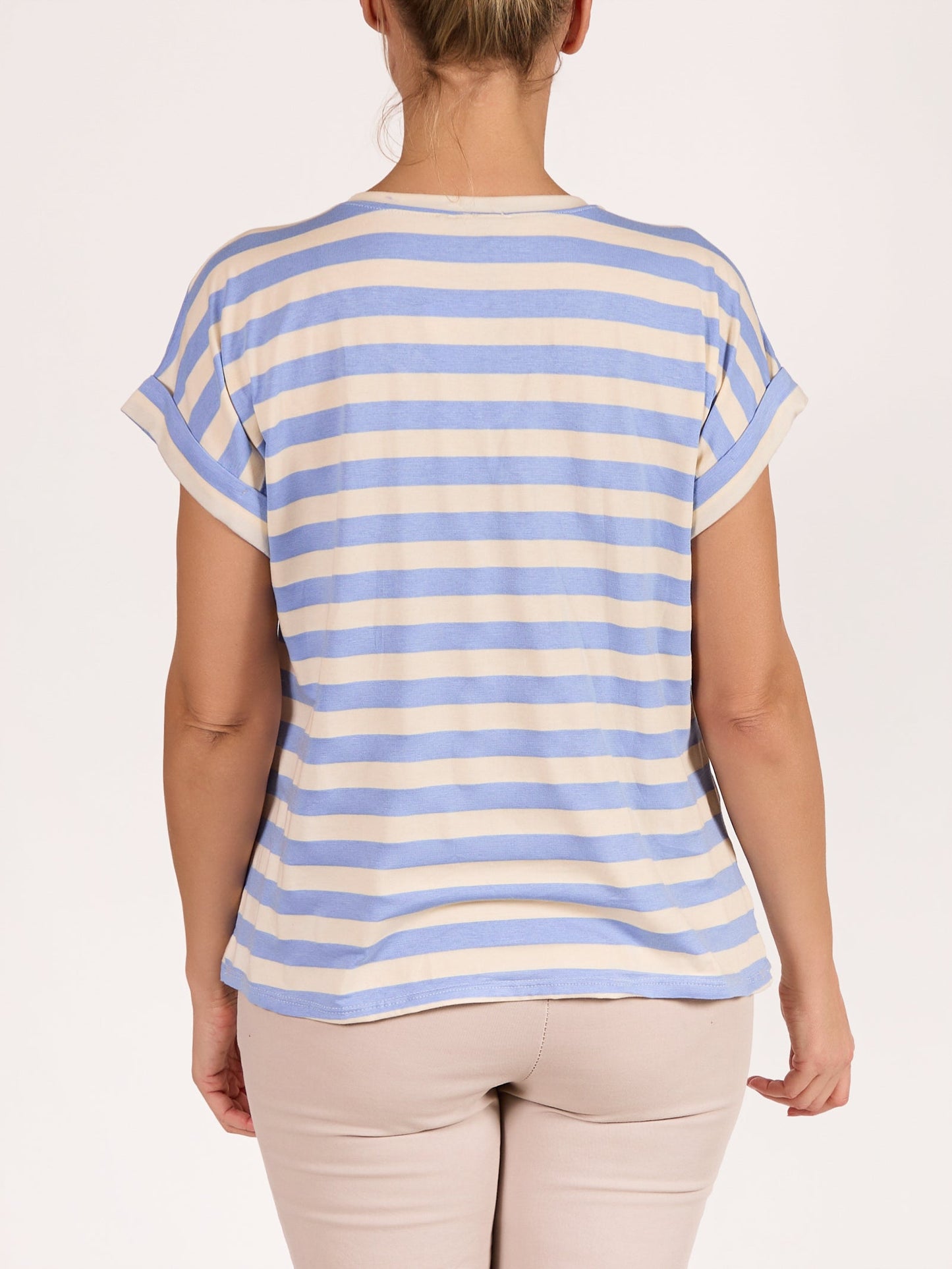 Blue Casual Fit Striped T-Shirt