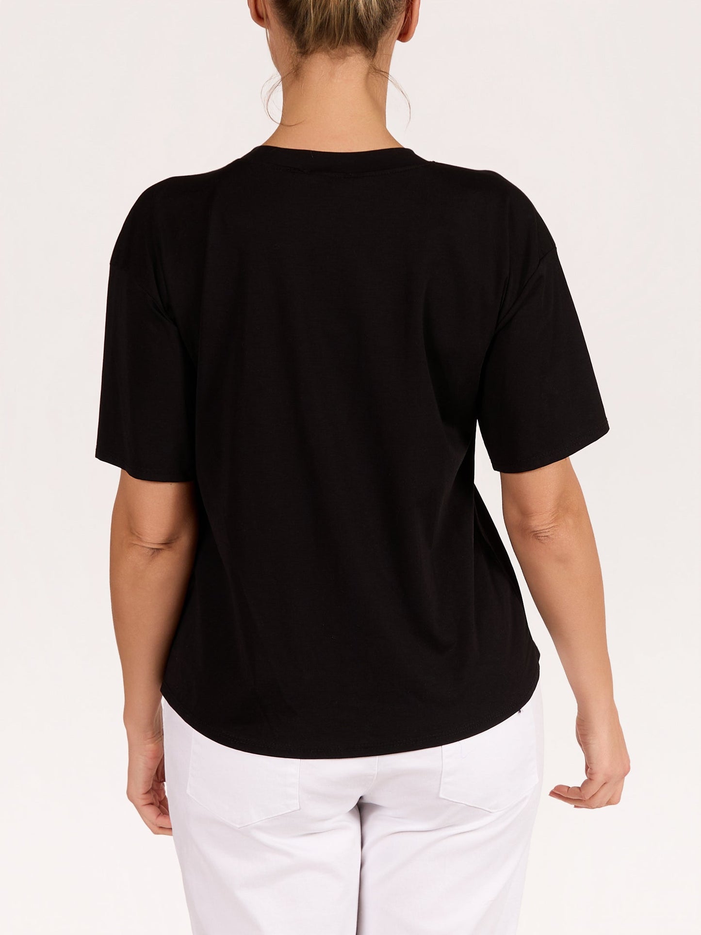 Black Floral Embellishment T-Shirt