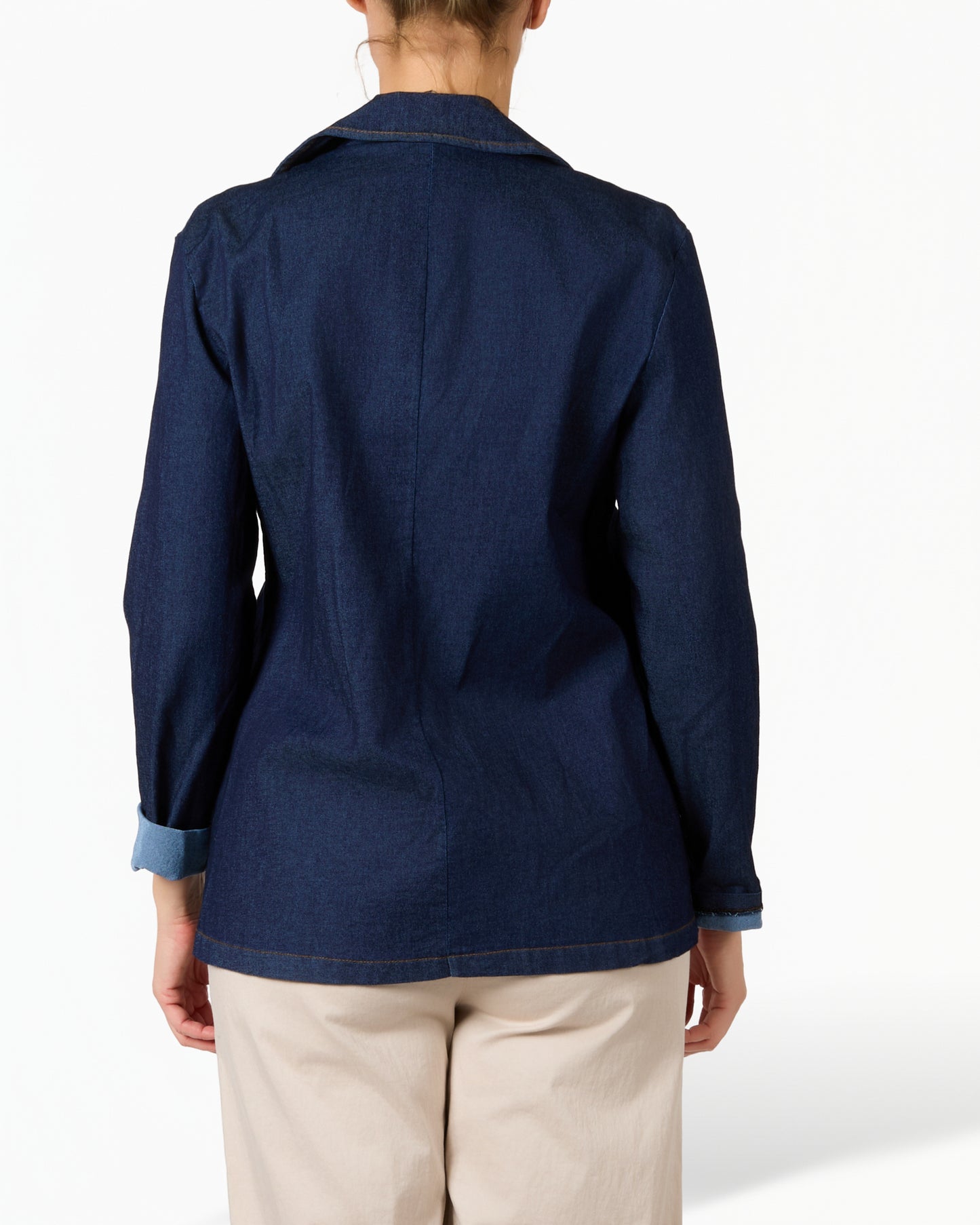 Dark Denim 2 Pocket Stretch Denim Jacket Blazer