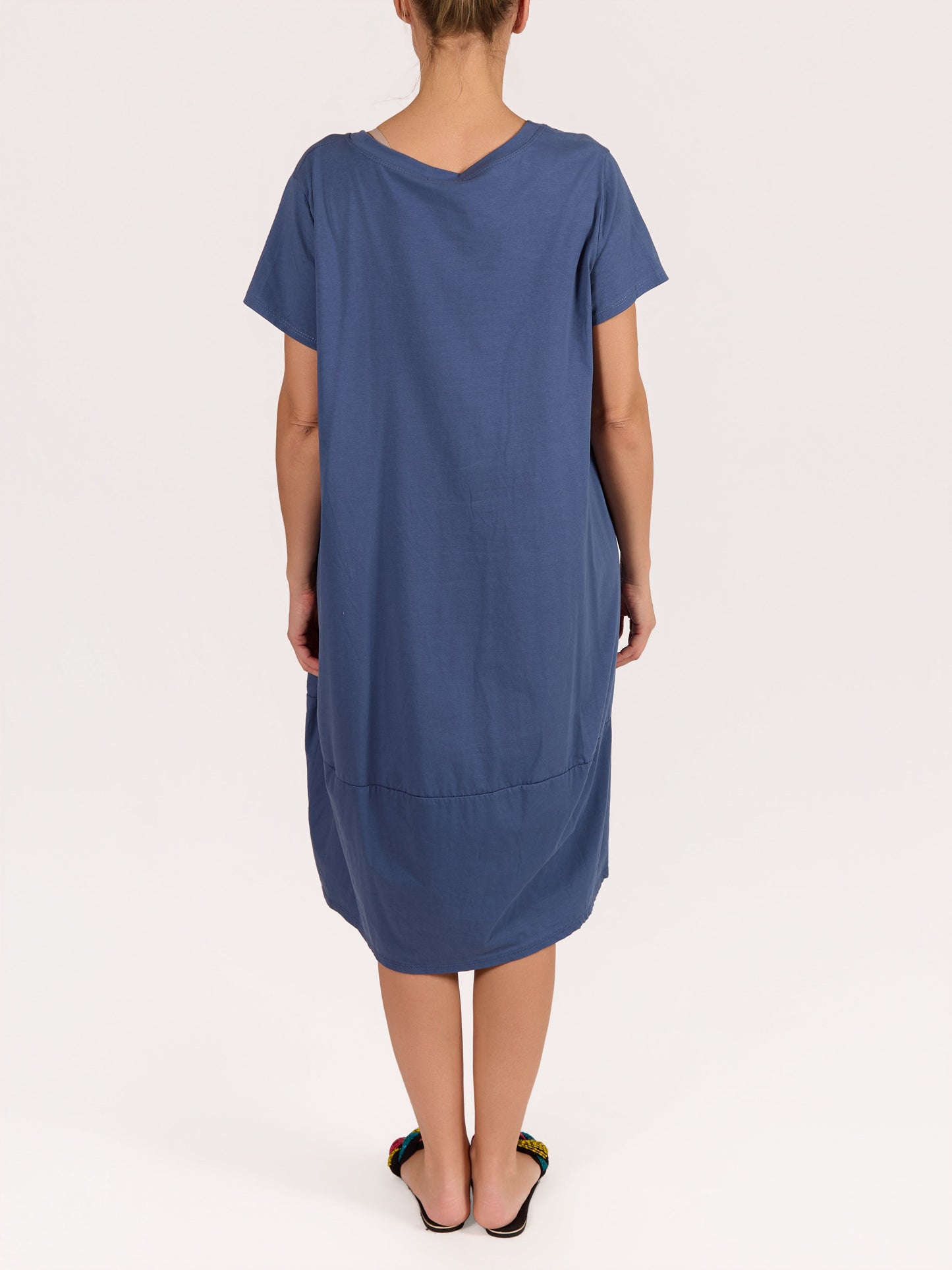 Denim Blue Pinched Pocket T-Shirt Dress