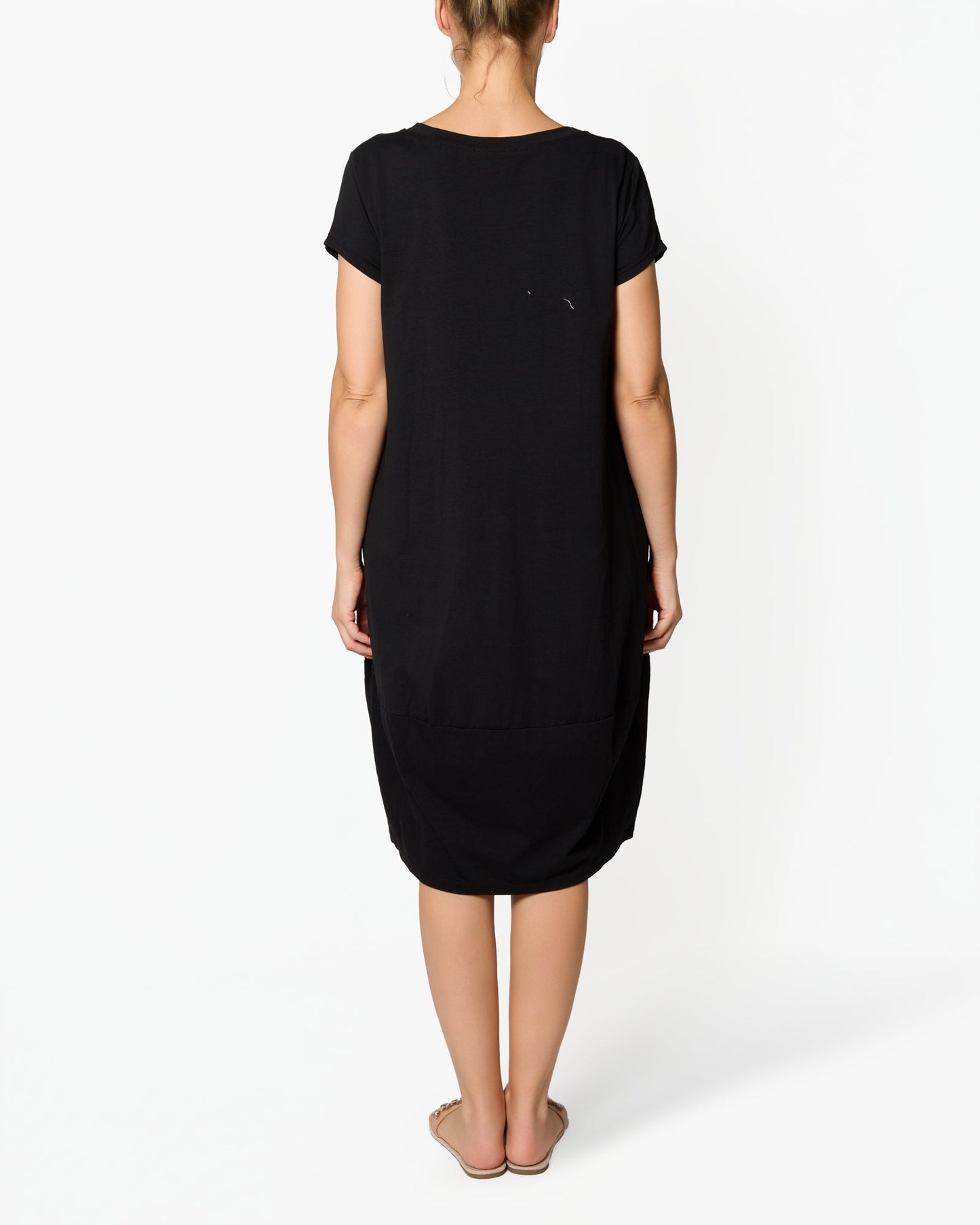 Black Blue Barrel Fit Pocket T-Shirt Dress