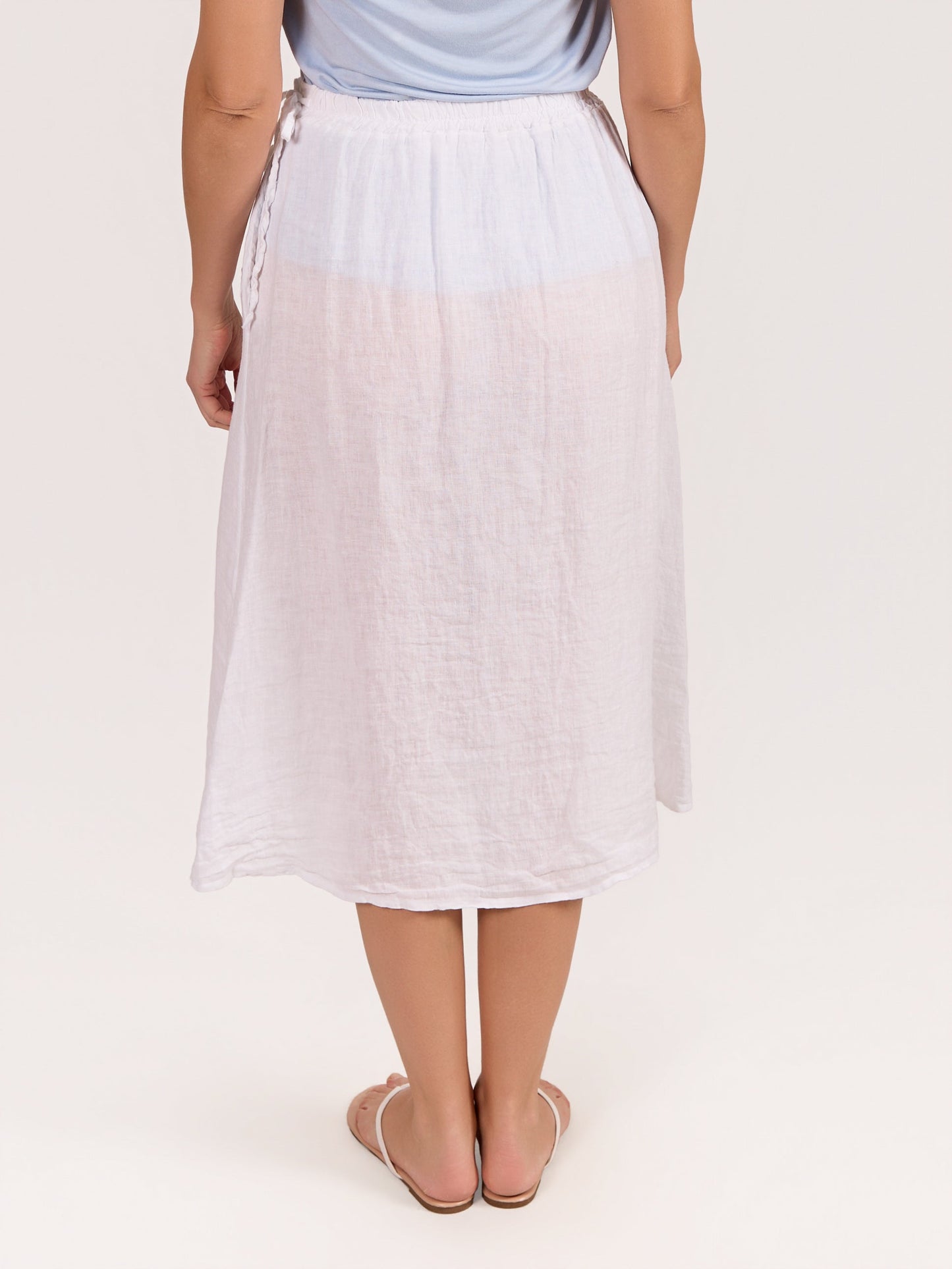White Linen Wrap Tie Skirt