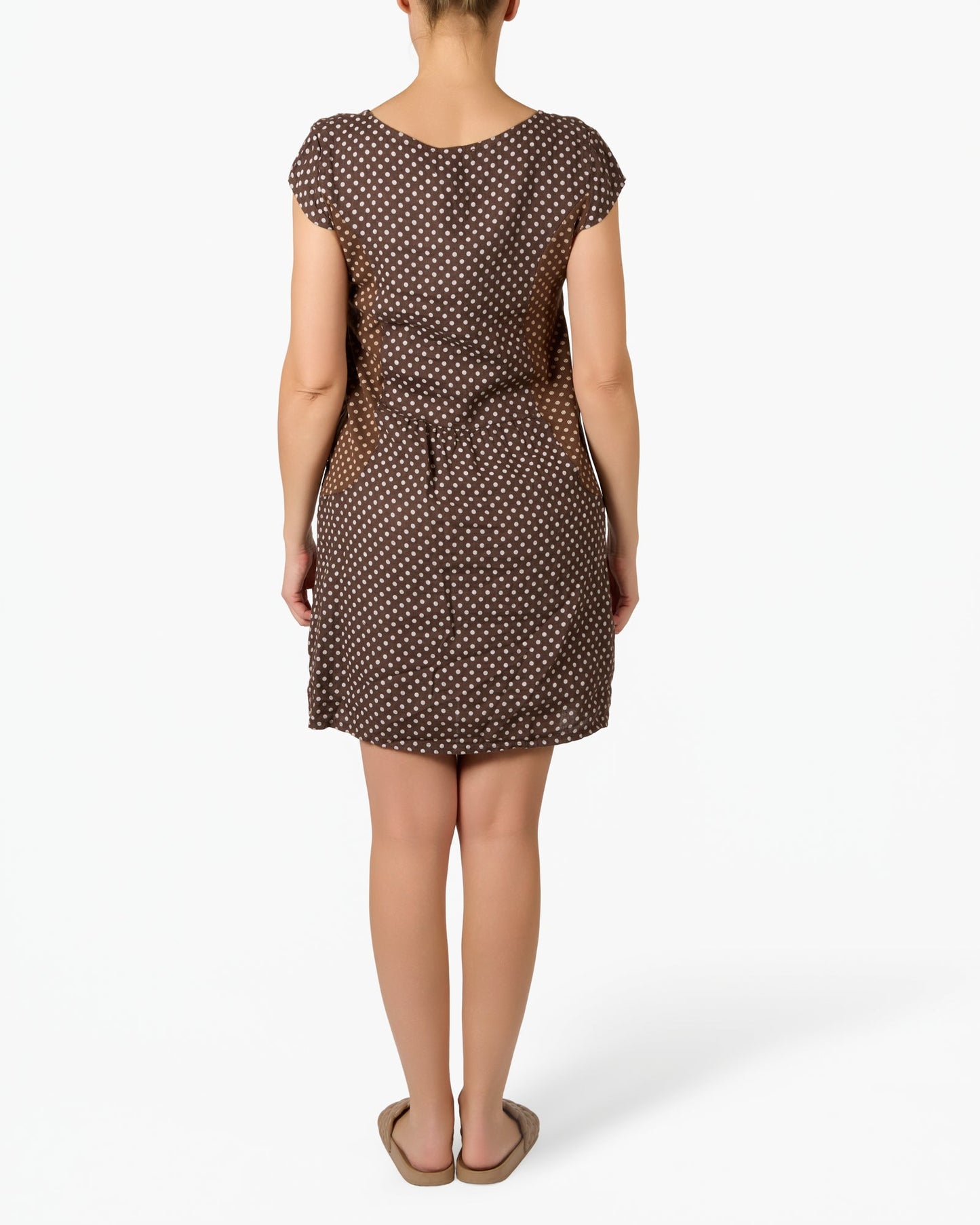 Espresso Mini Polka Dot Cap Sleeve Dress
