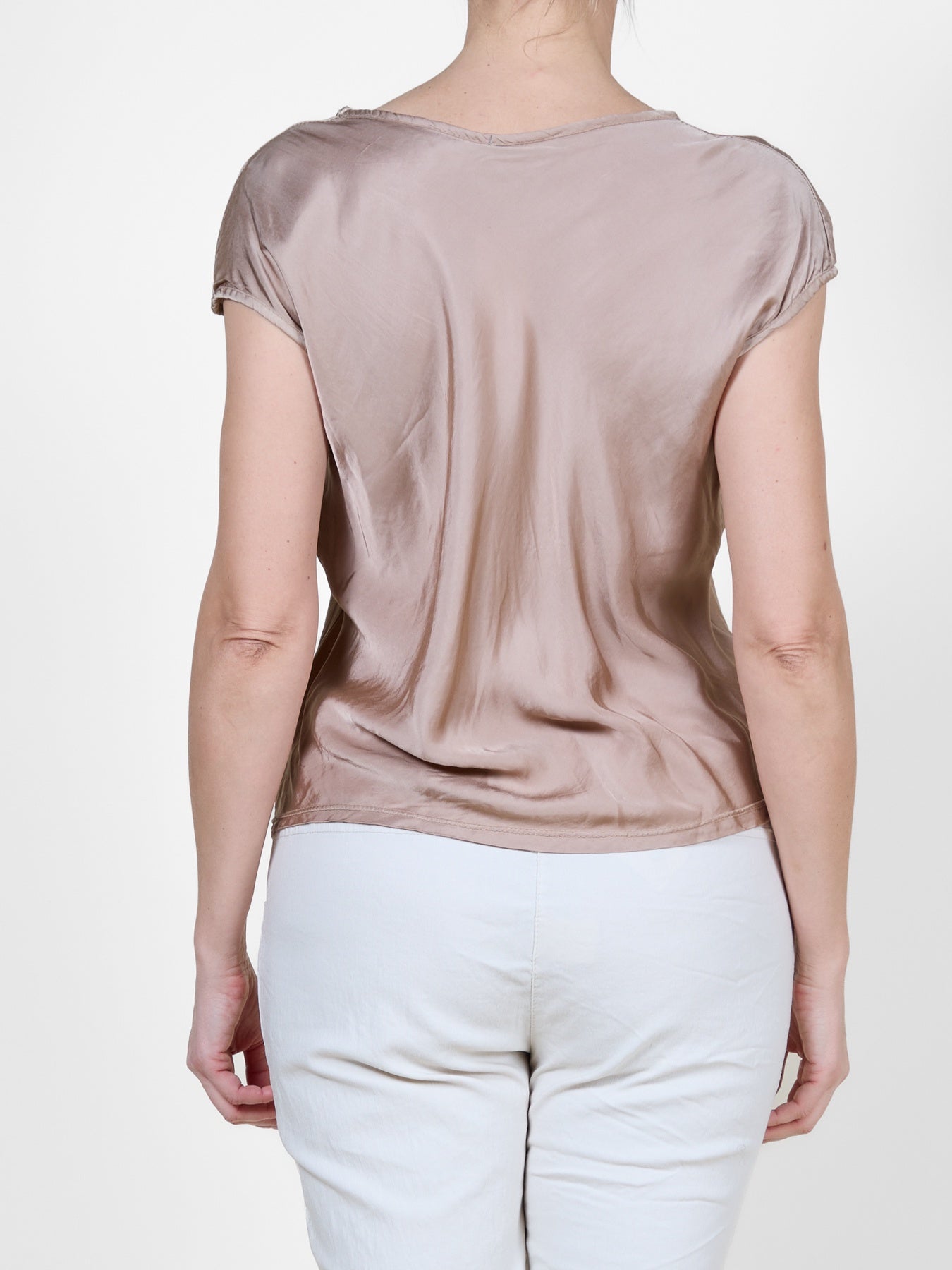 Tan Sleeveless Top with Subtle Sheen