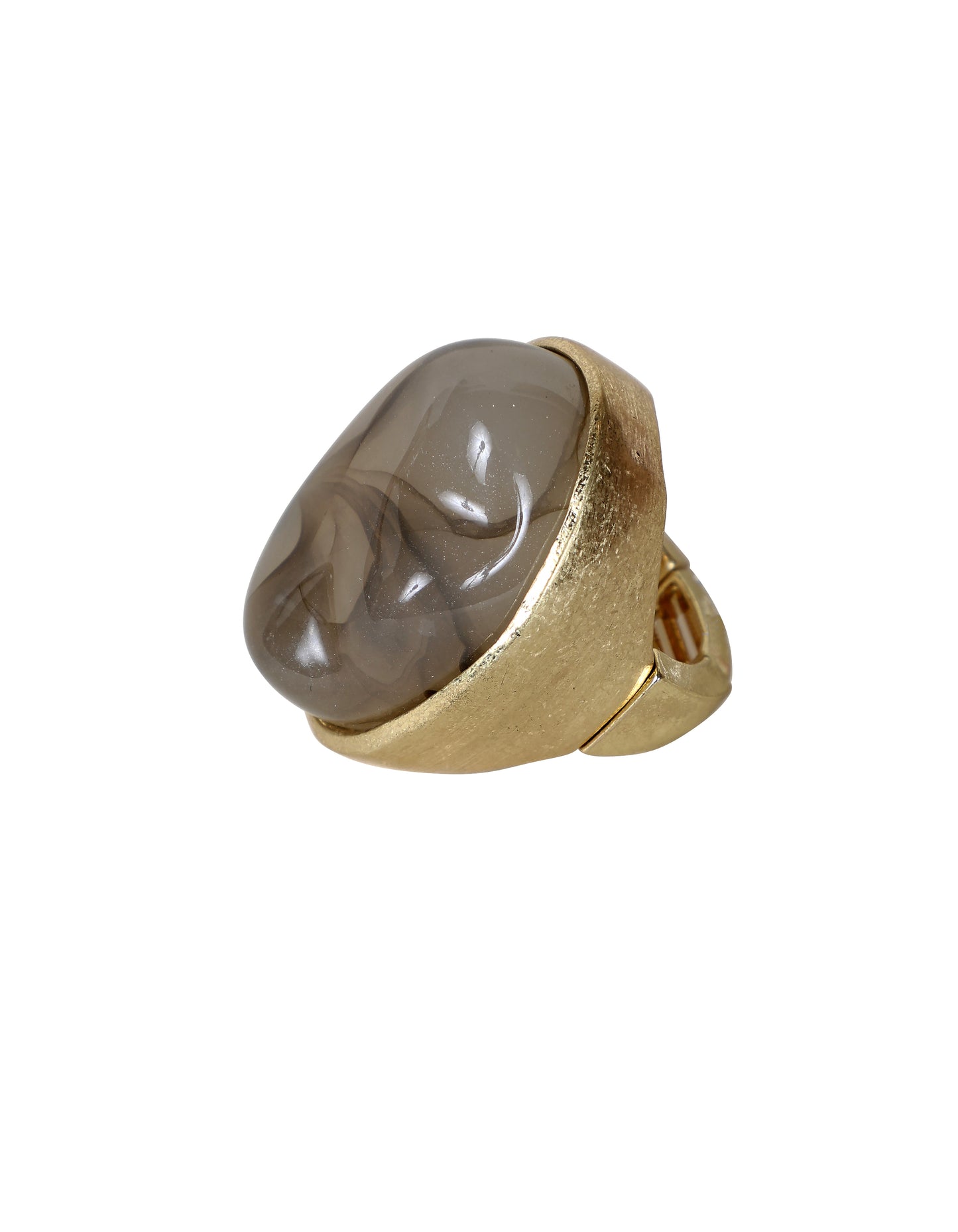 Bold Statement Ring with Swirled Stone in Grey & Gold