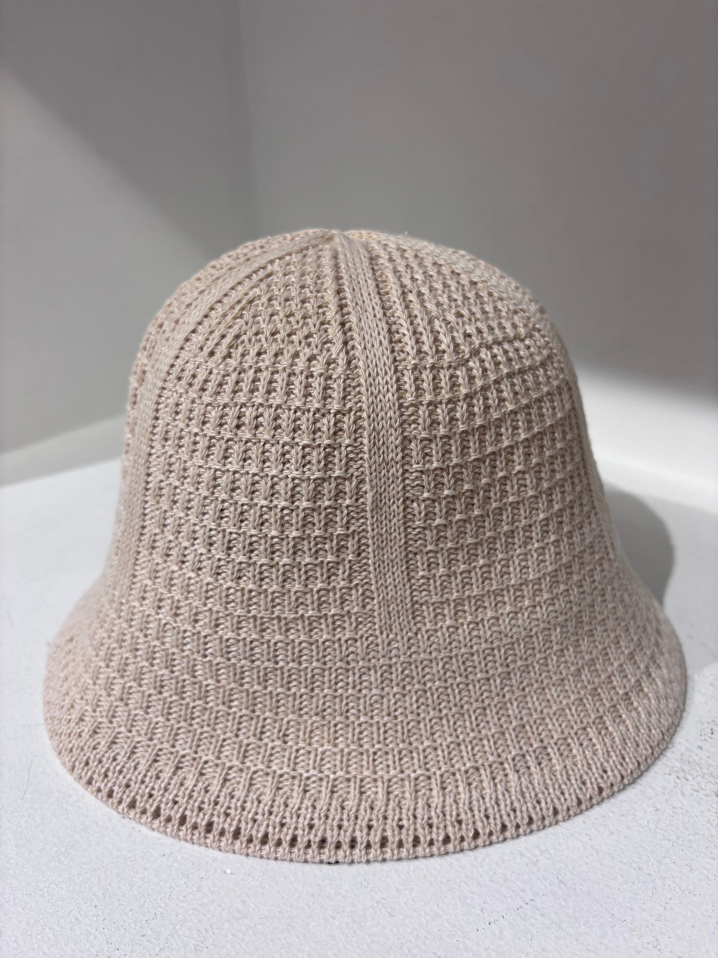 Beige Knitted Bucket Hat