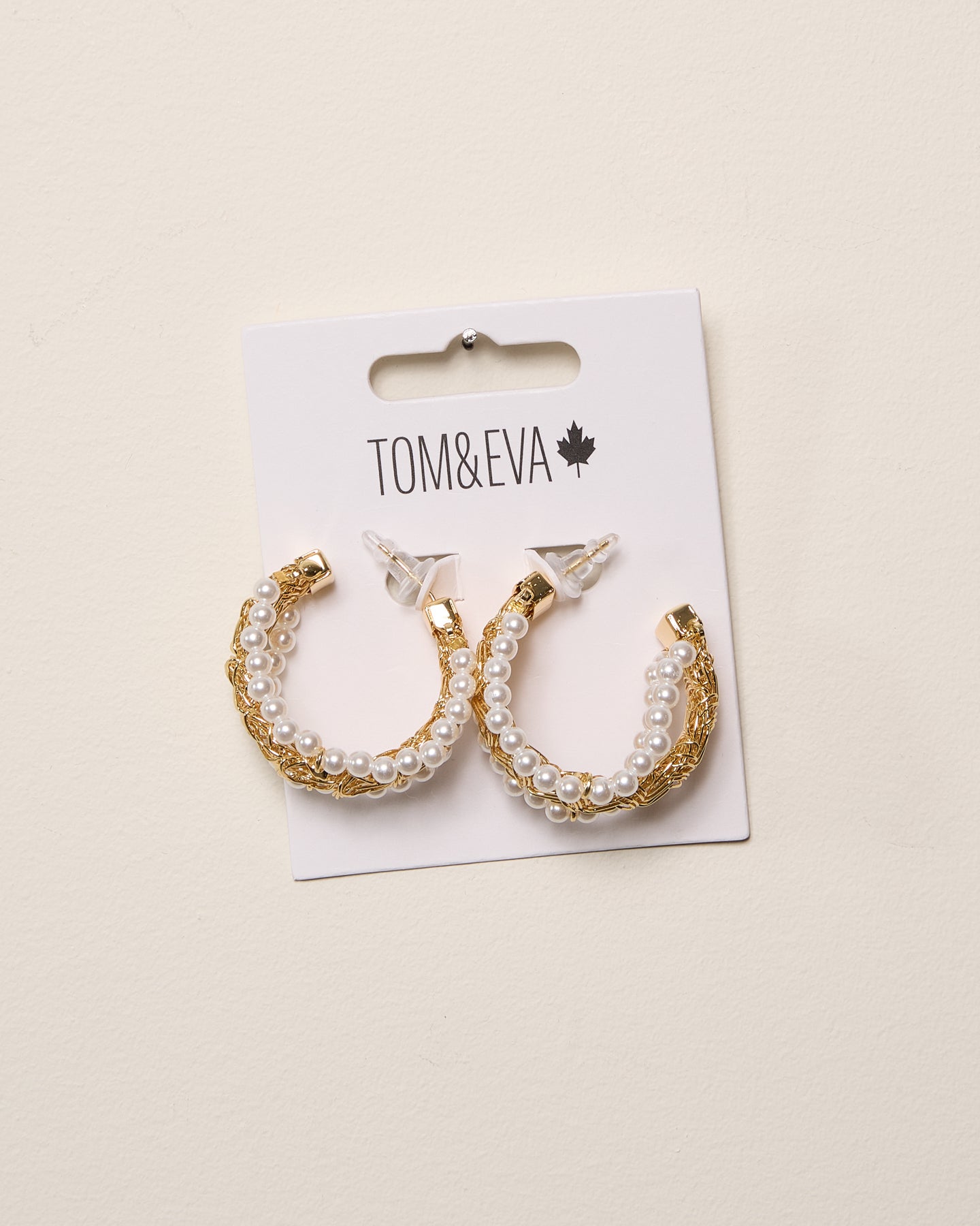 Gold Chain and Pearly Strand Hoop Earrings