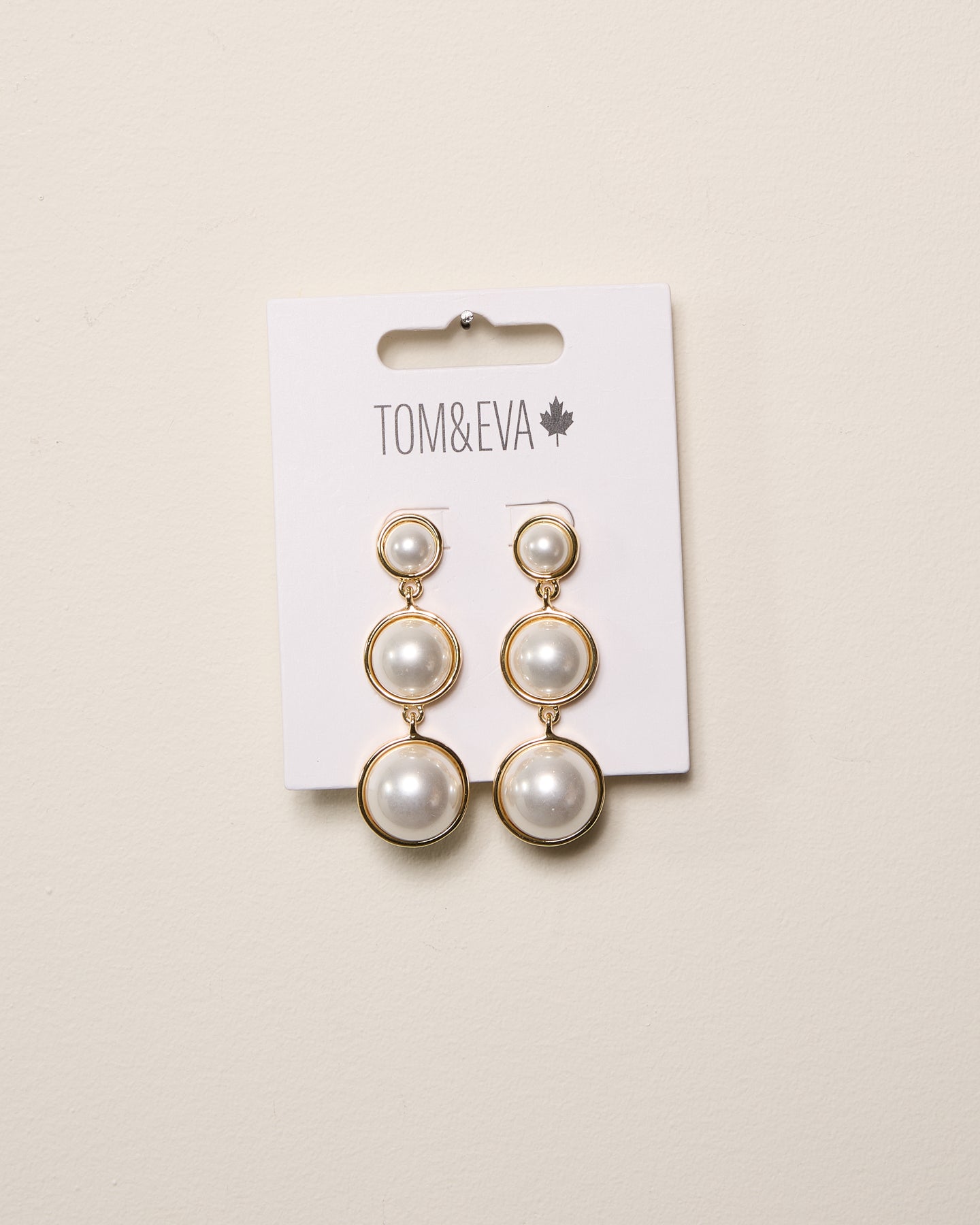 Gold Triple Stack Pearly Dangle Earrings