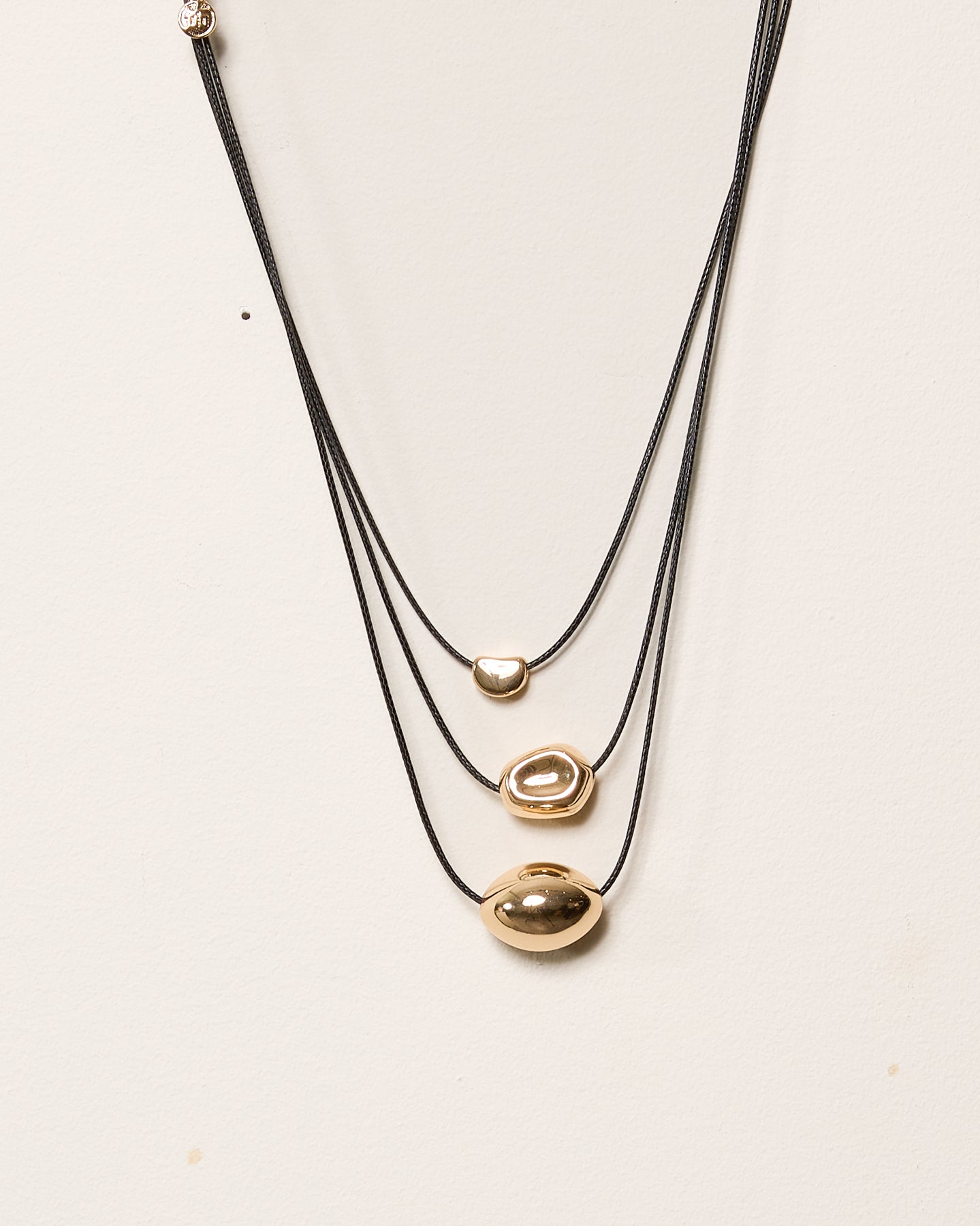 Gold Triple Stone Shaped Pendant Necklace