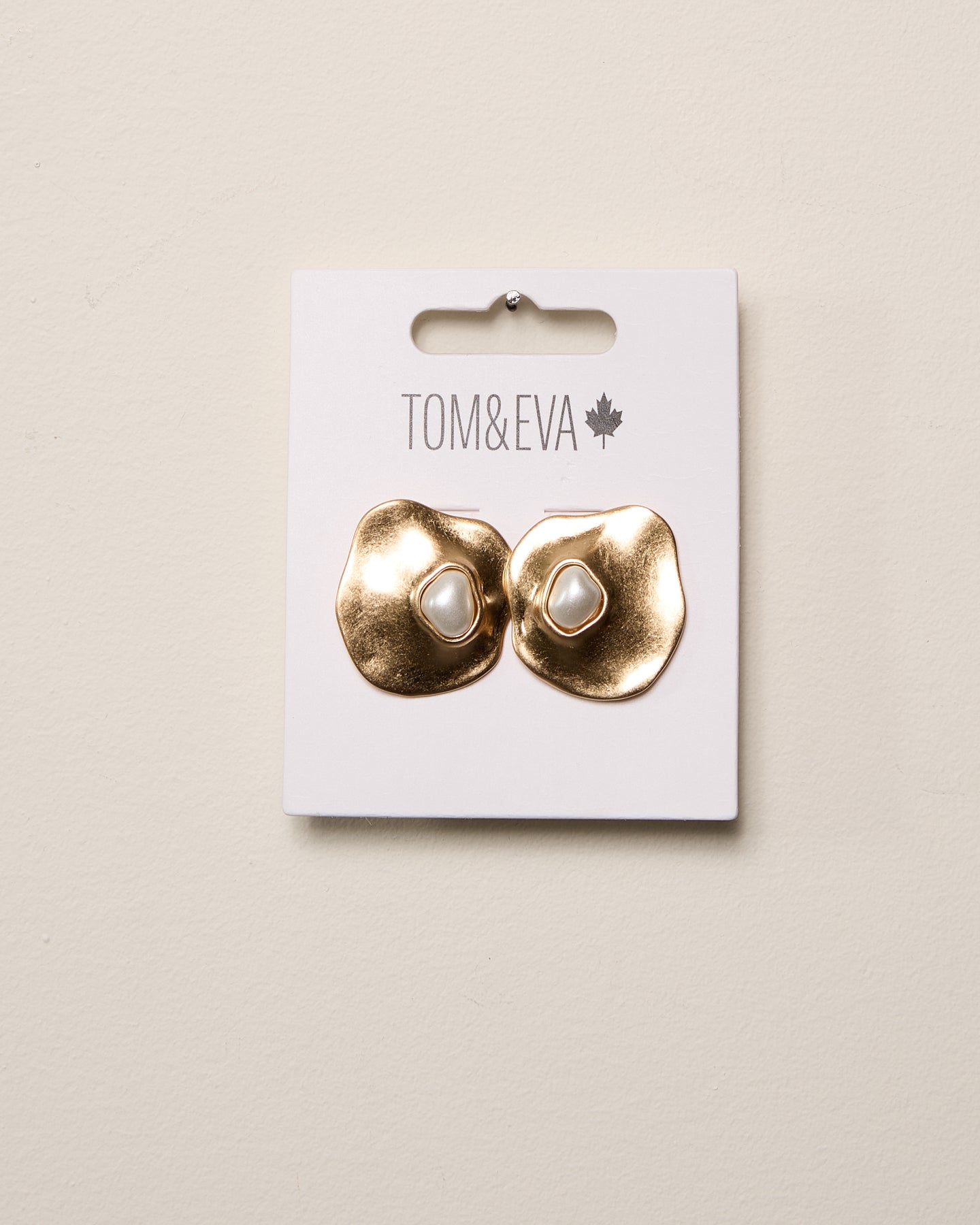 Gold Large Natural Shaped with Stone Earring