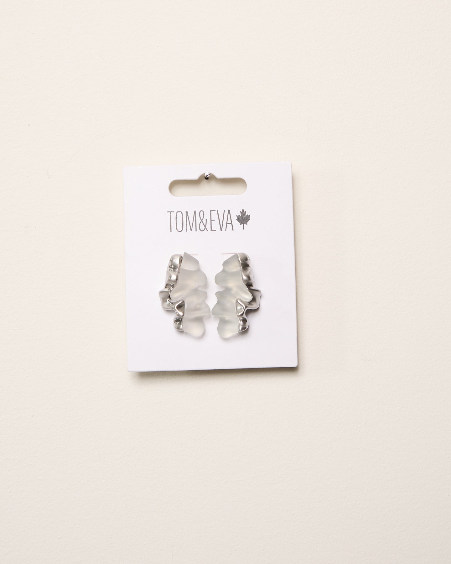 Silver Large Abstract Metal and Resin Earring