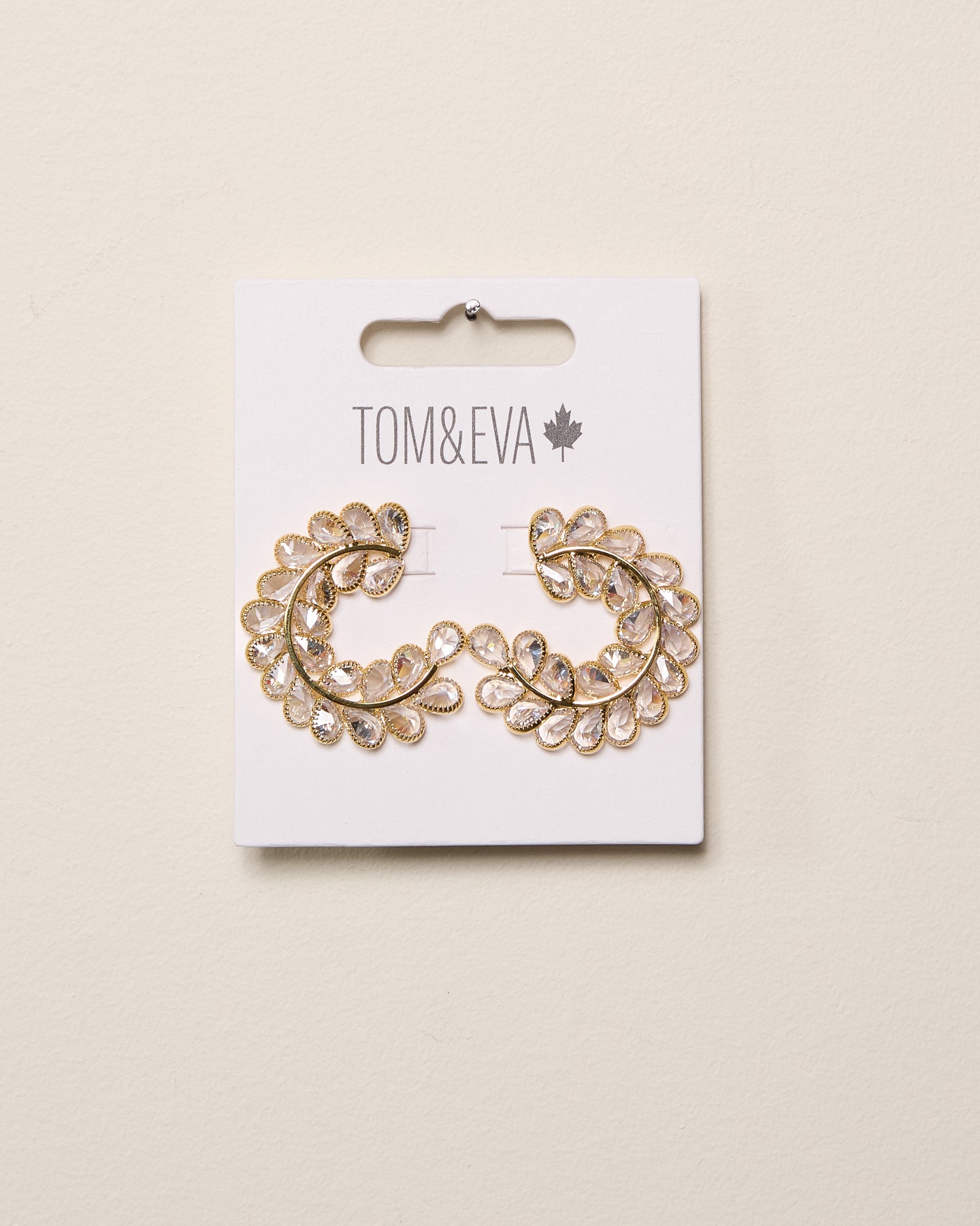 Gold Semi-Circle Rhinestone Scale Vine Earring