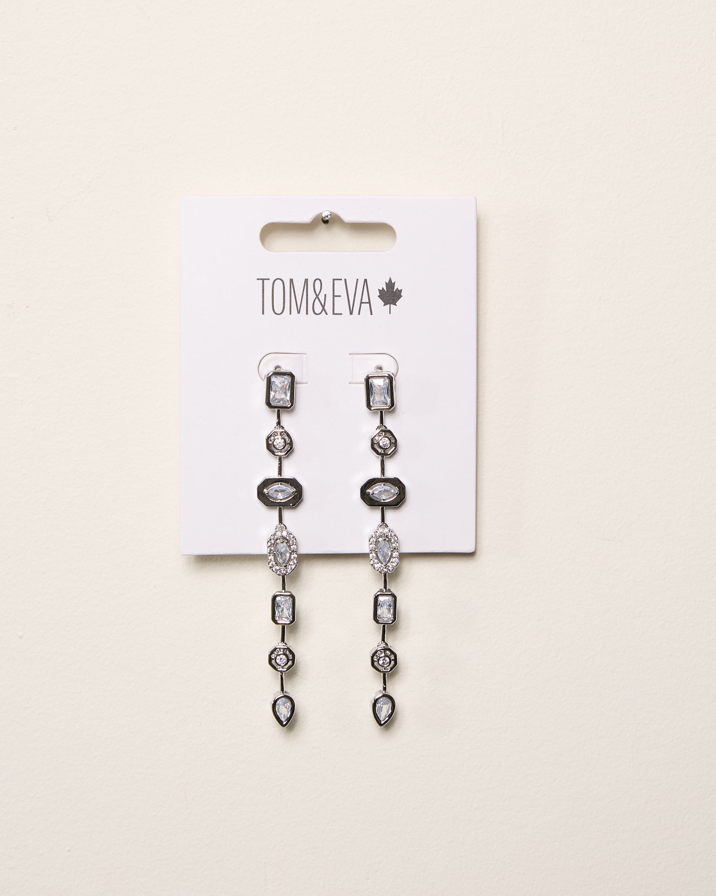 Silver Dangle Chain Multi-Shape Gemstone Earring