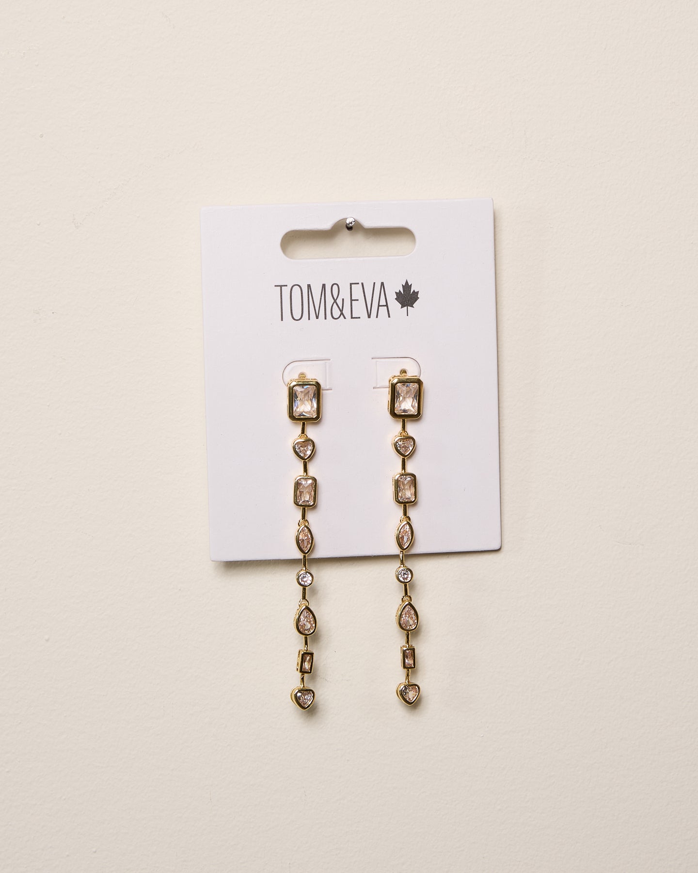 Gold Dangle Chain Multi-Shape Small Gemstone Earring