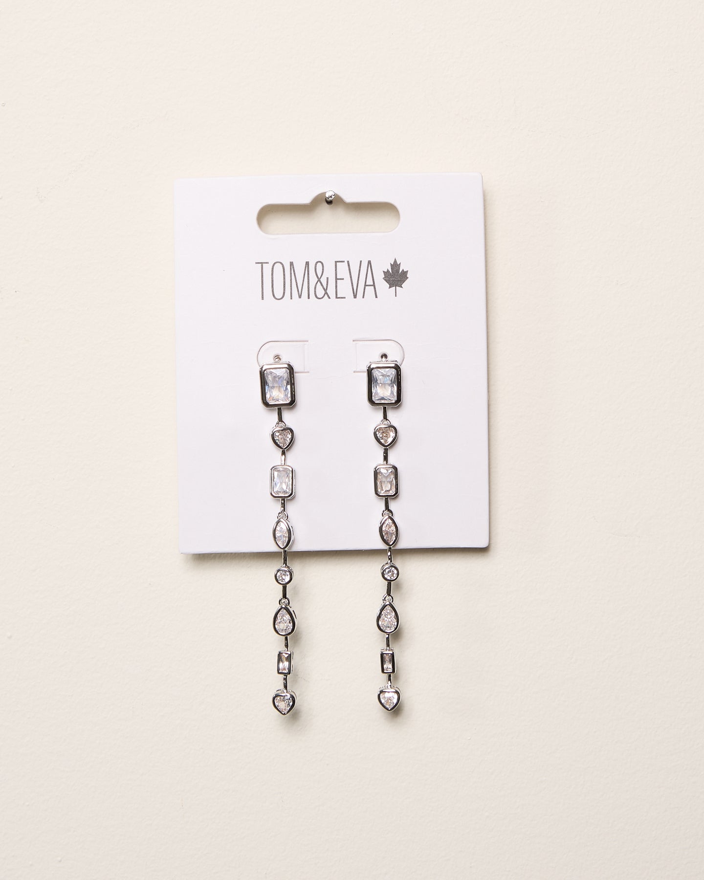 Silver Dangle Chain Multi-Shape Small Gemstone Earring
