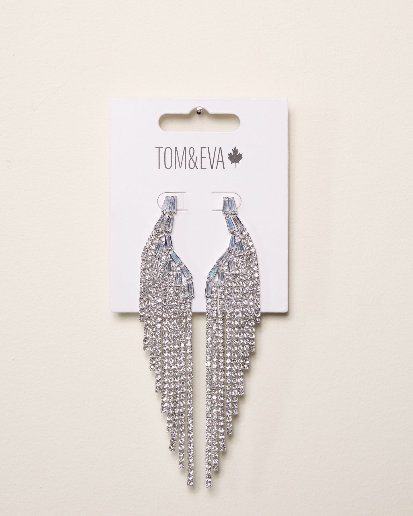 Silver Dangle Rhinestone Wing-Shaped Earring