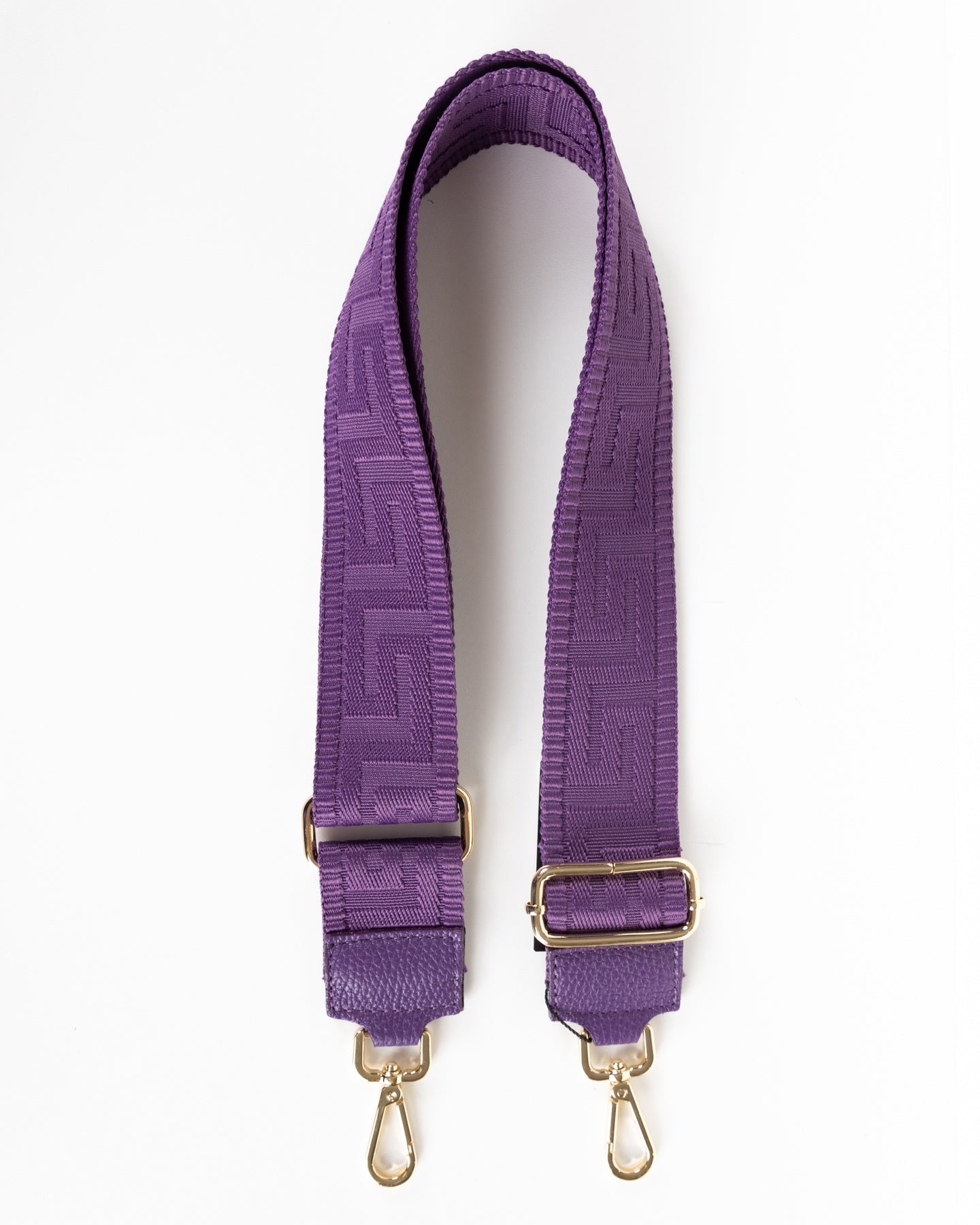 Adjustable Shoulder Bag Strap with Purple Greek Key Design