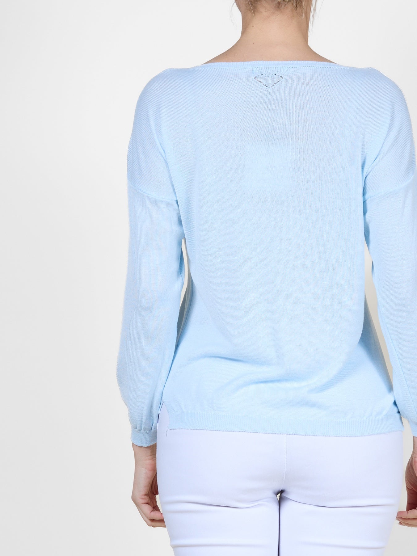 Airy Blue Long Sleeve Knit Long Sleeve Top