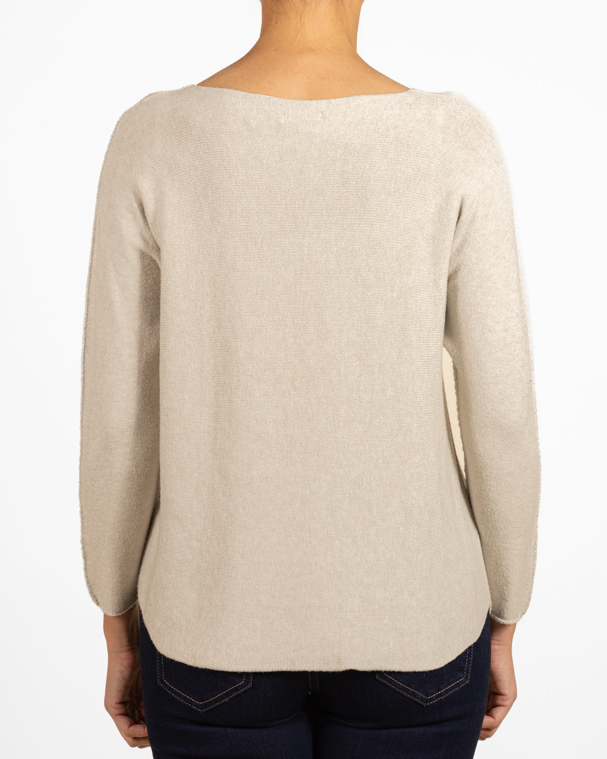 Cappuccino V Neck Reverse Seam Long Sleeve