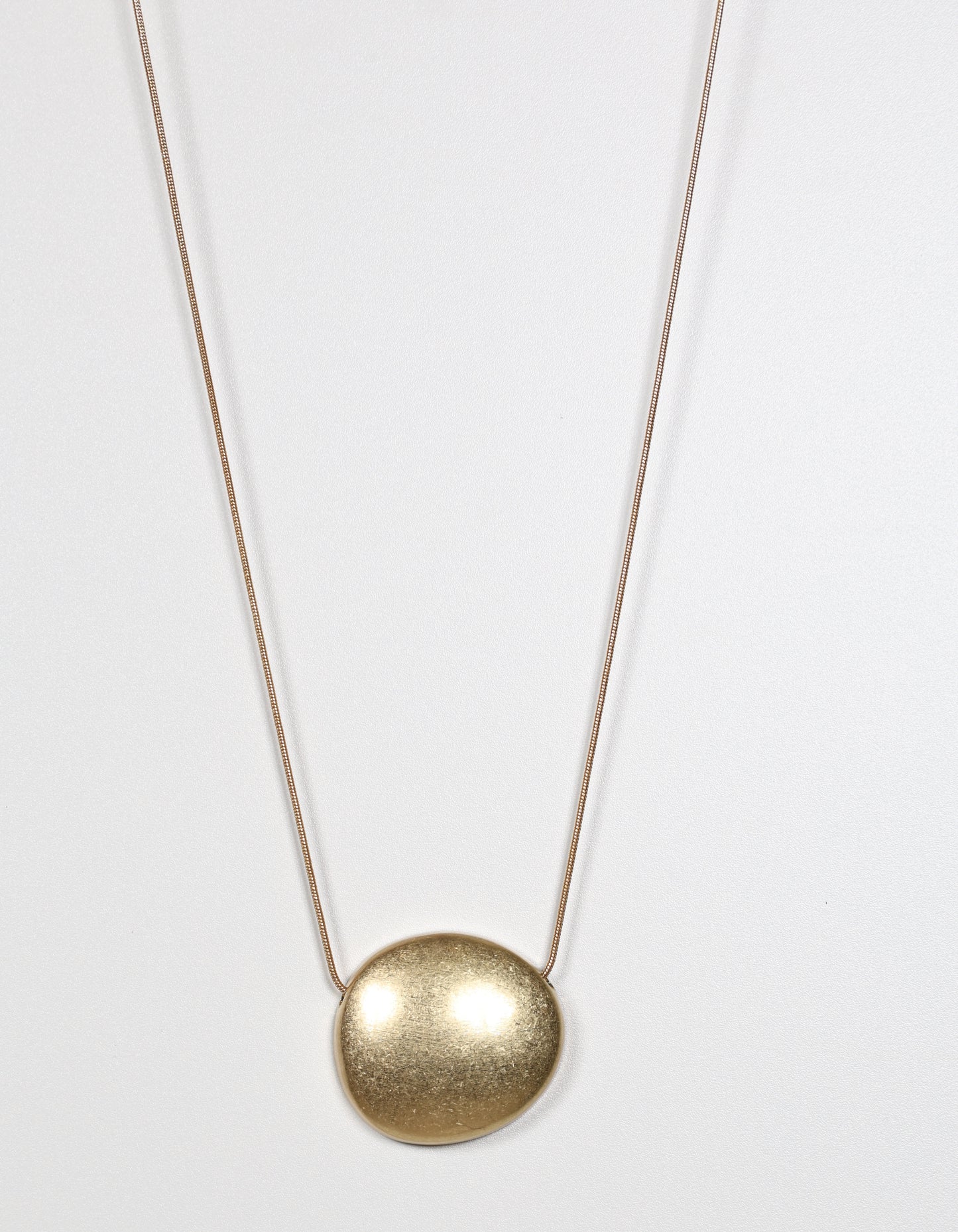 Gold Cord Necklace with Smooth Stone Pendant