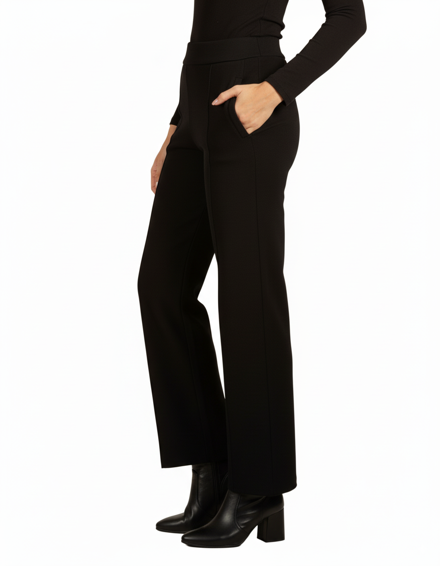 Black Pull On 2 Pocket Front Seam Pant