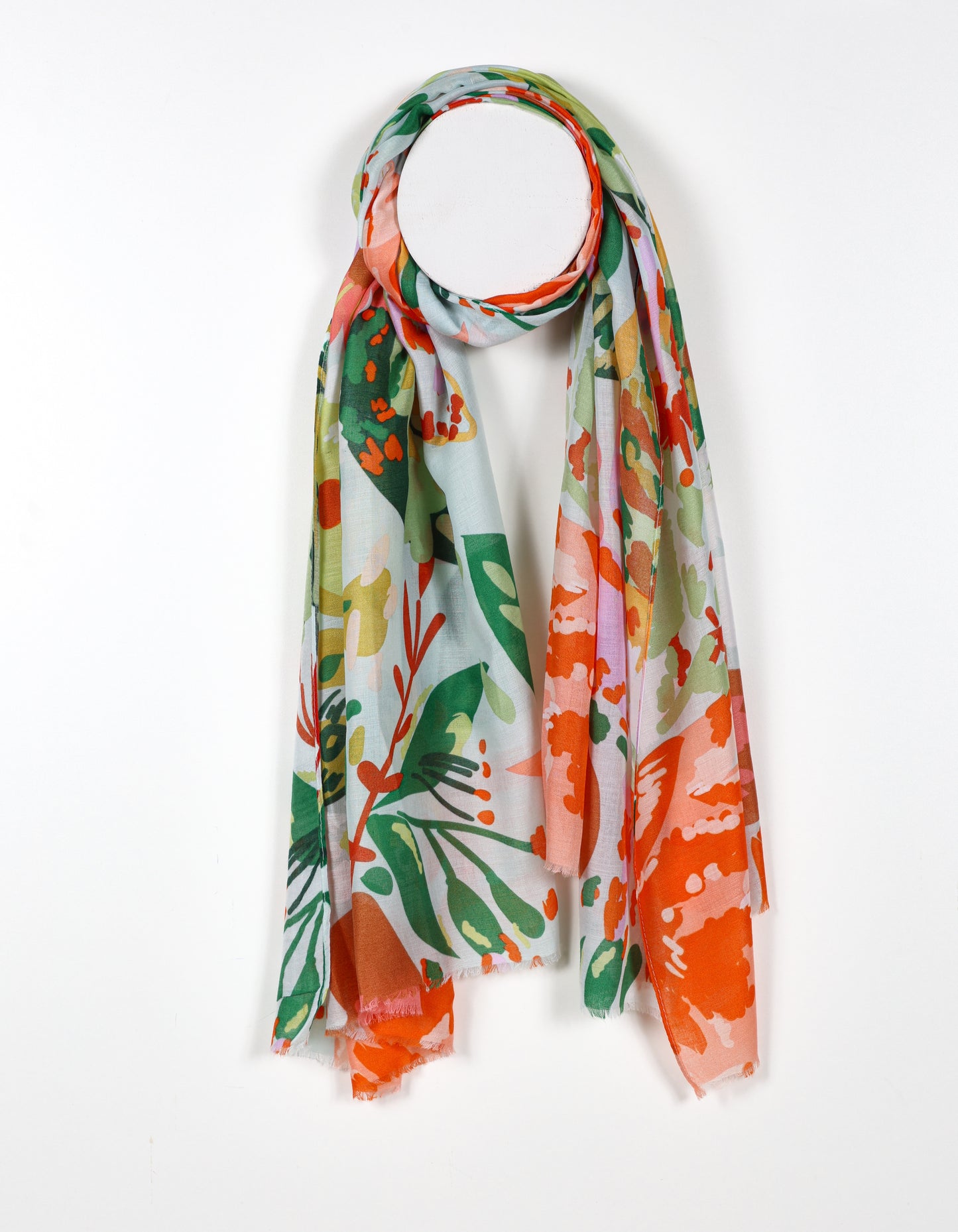 Vibrant Green Floral Print Scarf