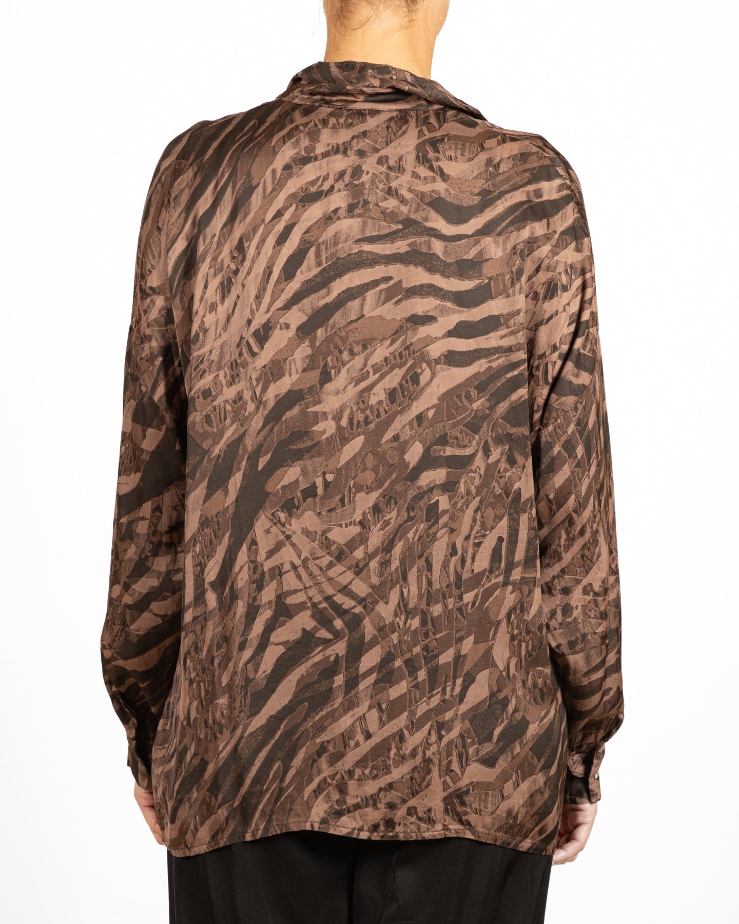 Espresso Button Front Animal Print Top