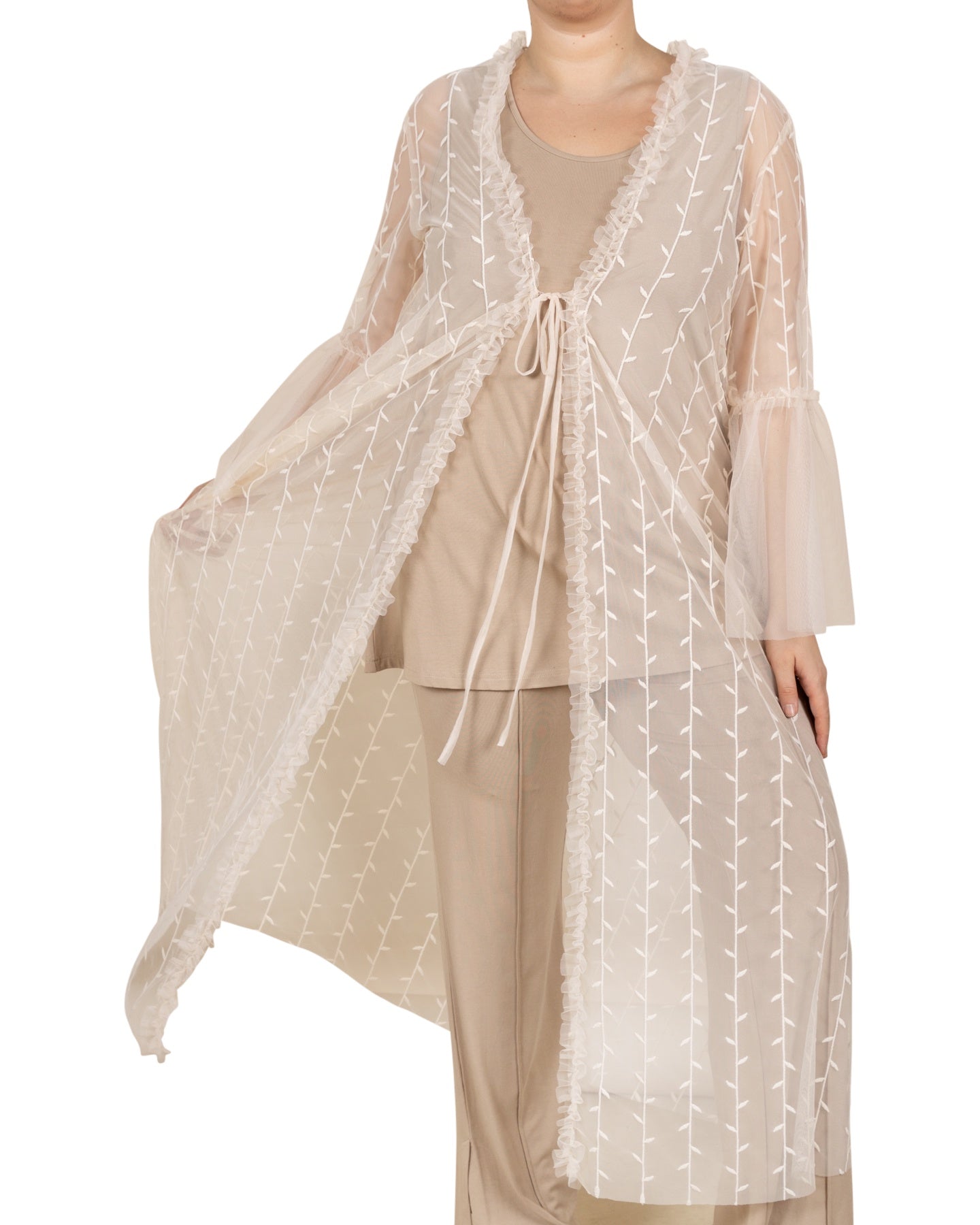 Embroidered Tulle Kimono