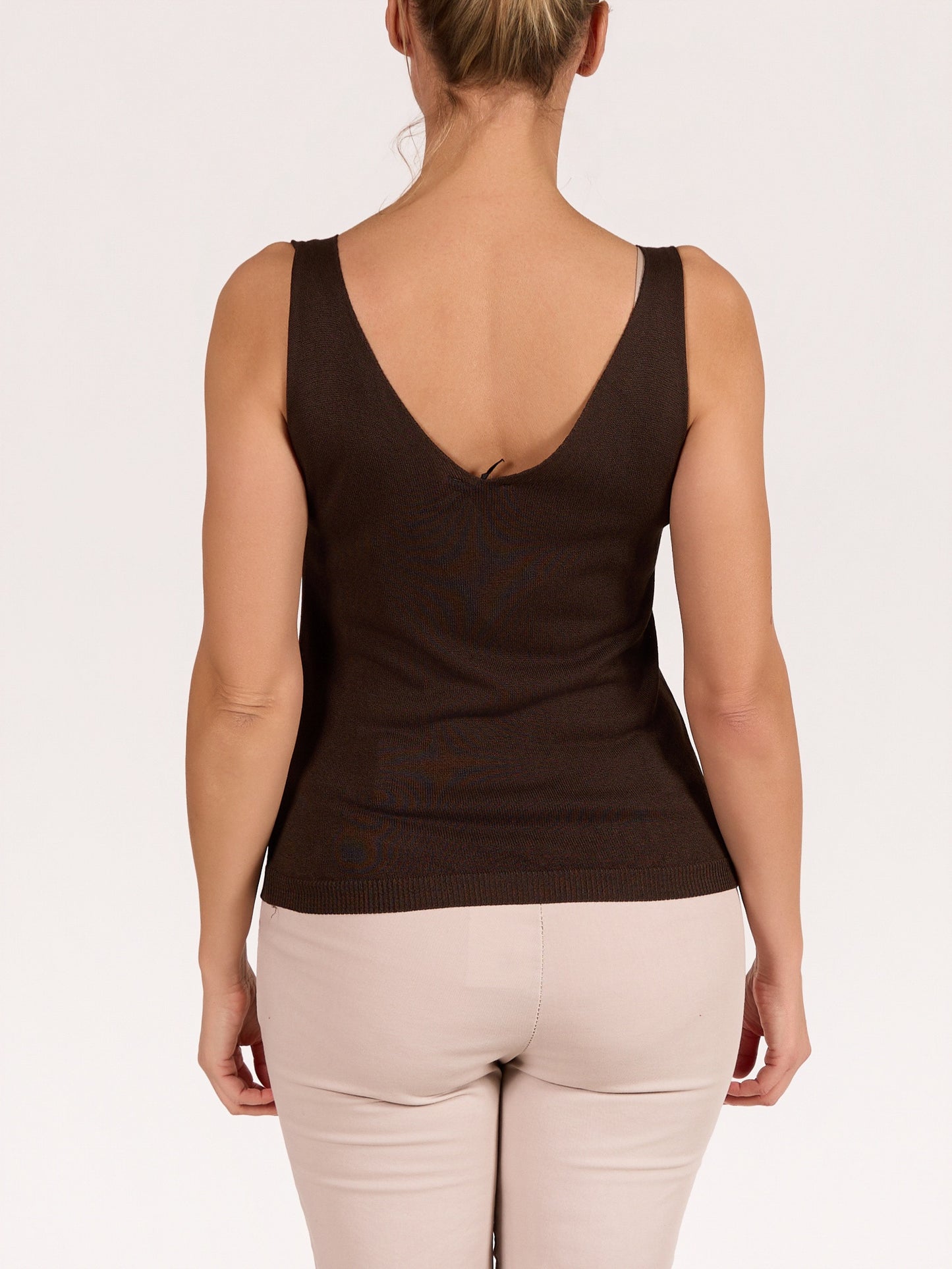 Espresso Deep V Front & Back Tank Top