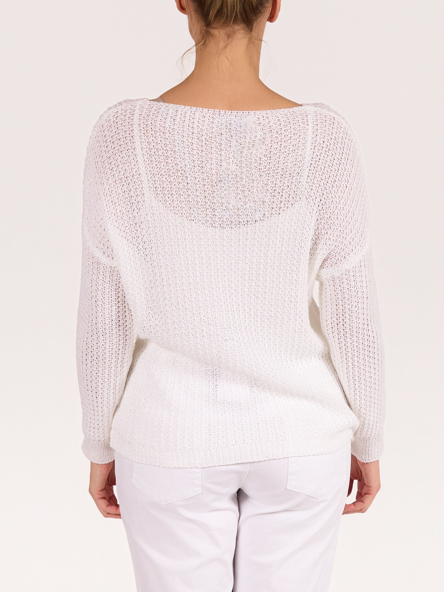 White Boat Neck Drop Shoulder LOVE Sweater