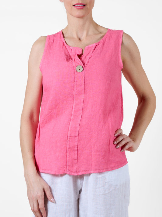 Cherry Button Detail Hi-Low Tank Top