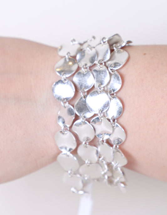 Textured Fish Scale Link Bracelet in Silver