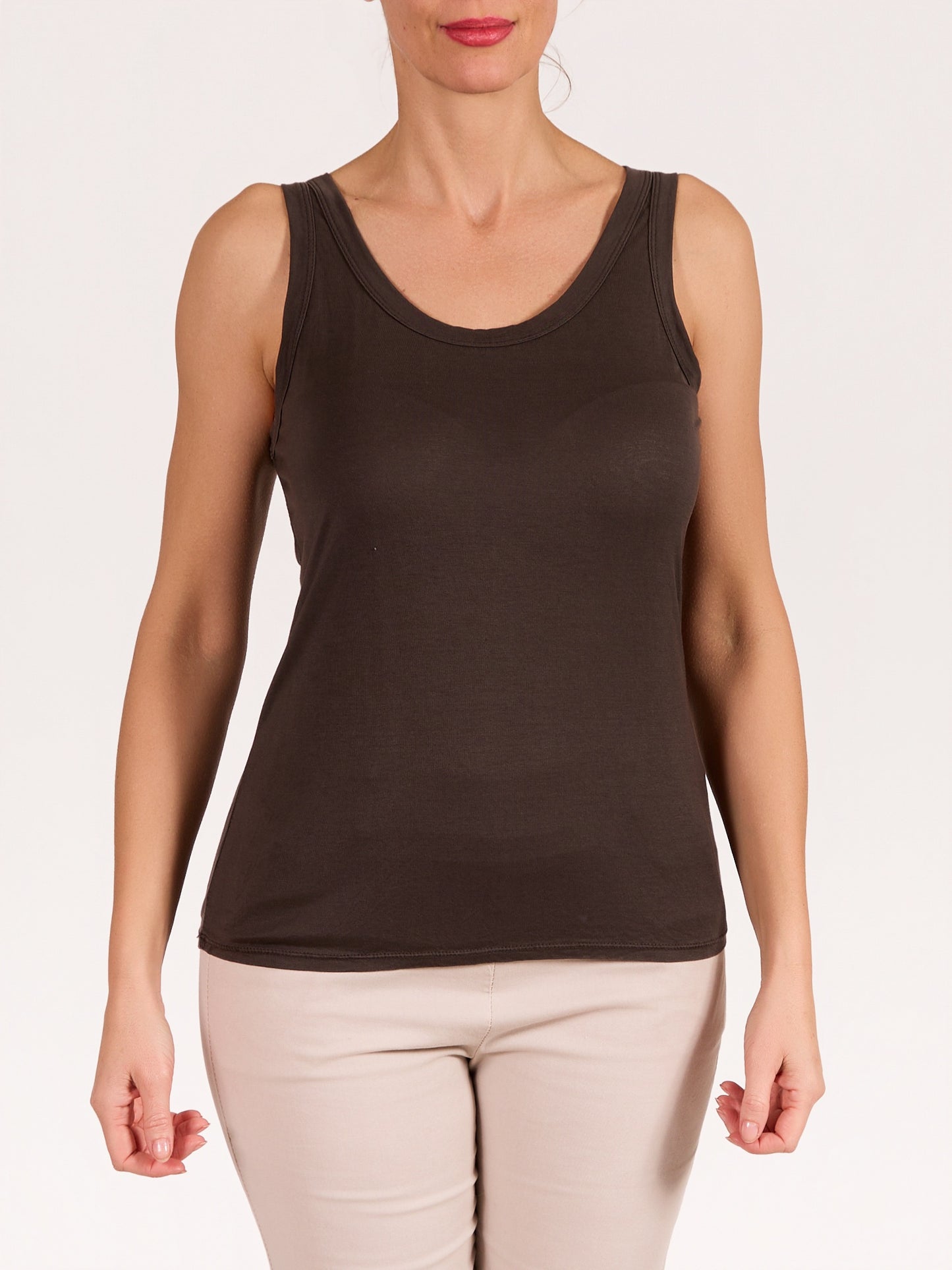 Espresso Crew Neck Tank Top
