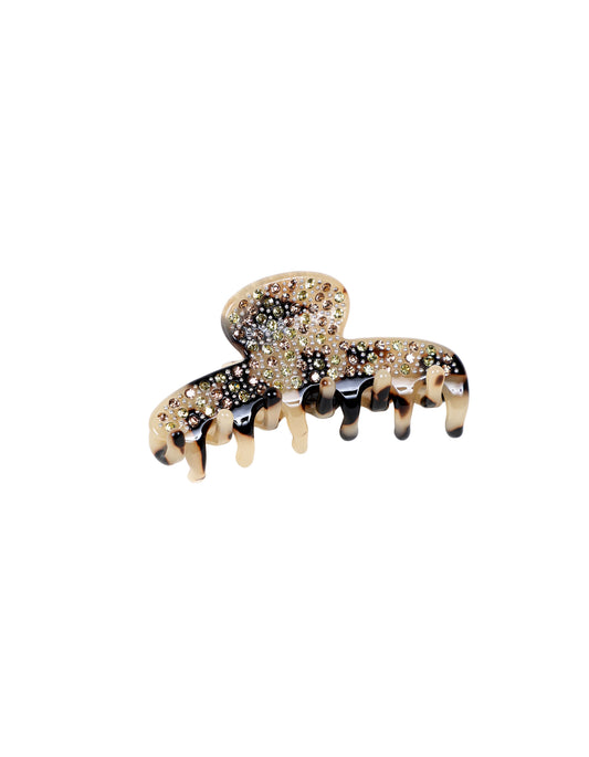 Tortoise Shell Crystal Curved Hair Clip 6cm Beige