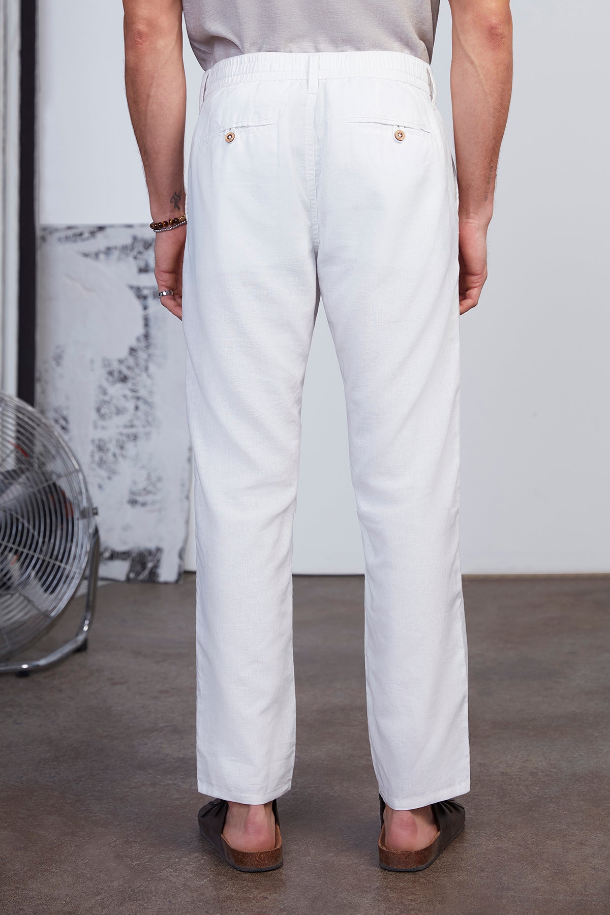 Mens White Drawstring Pocket Chinos