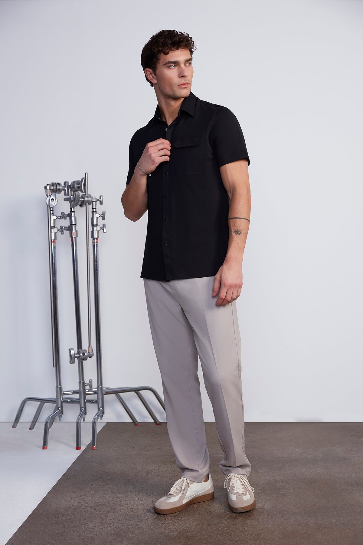 Mens Beige Drawstring Chino Jogger