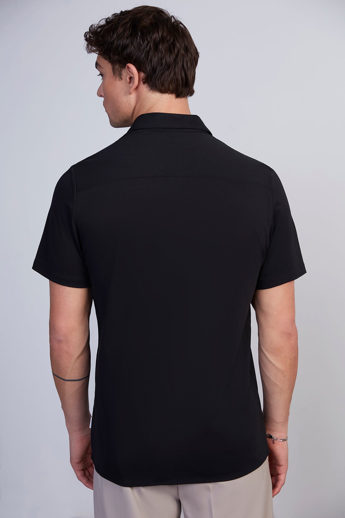 Mens Black Pocket Button Front T-Shirt