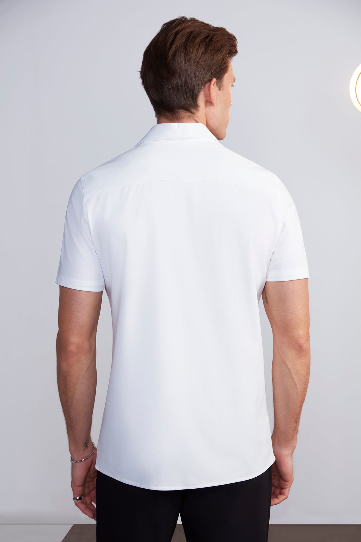 Mens White Pocket Button Front T-Shirt
