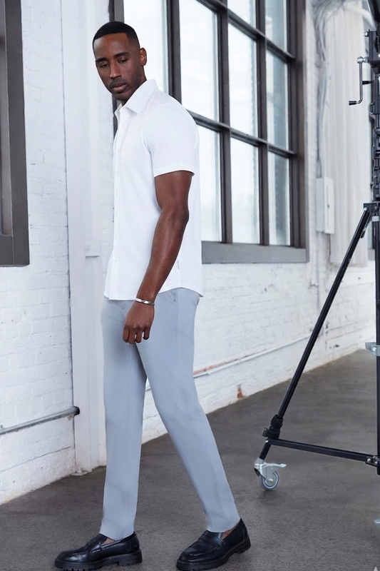 Mens White Button Front Dress Shirt