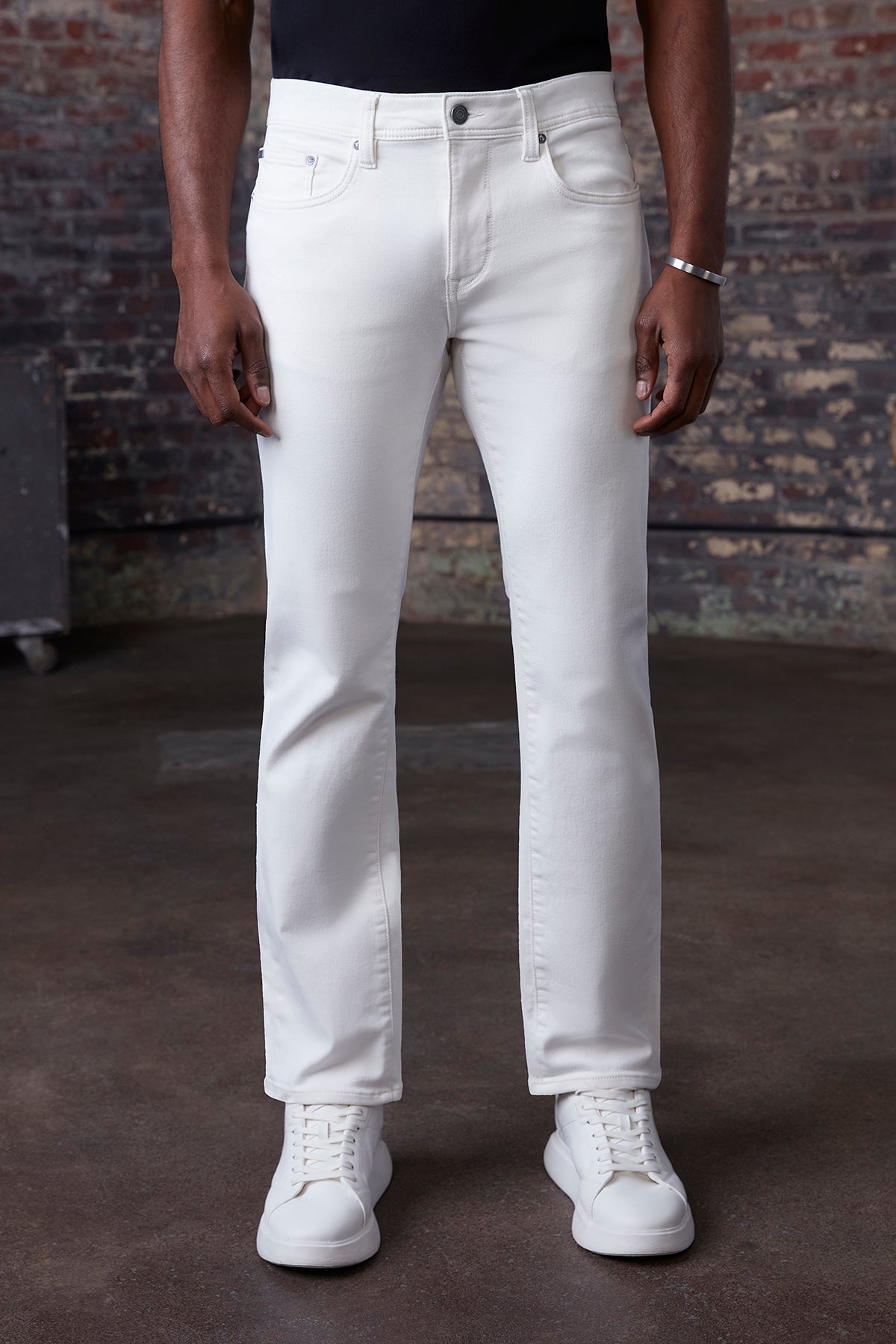 Mens Ivory Straight Leg Pants