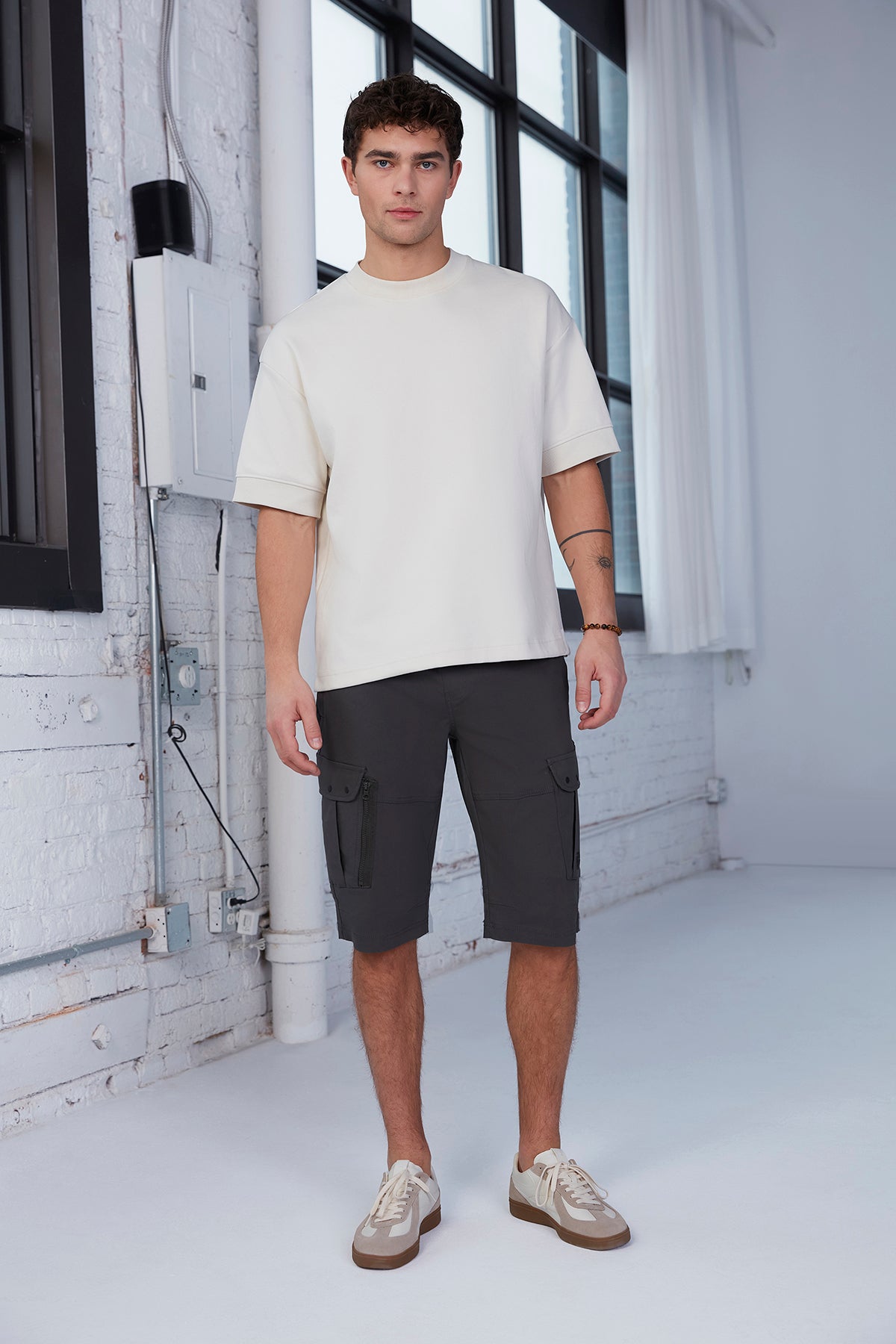 Men's Olive Tie Waist Cargo Shorts