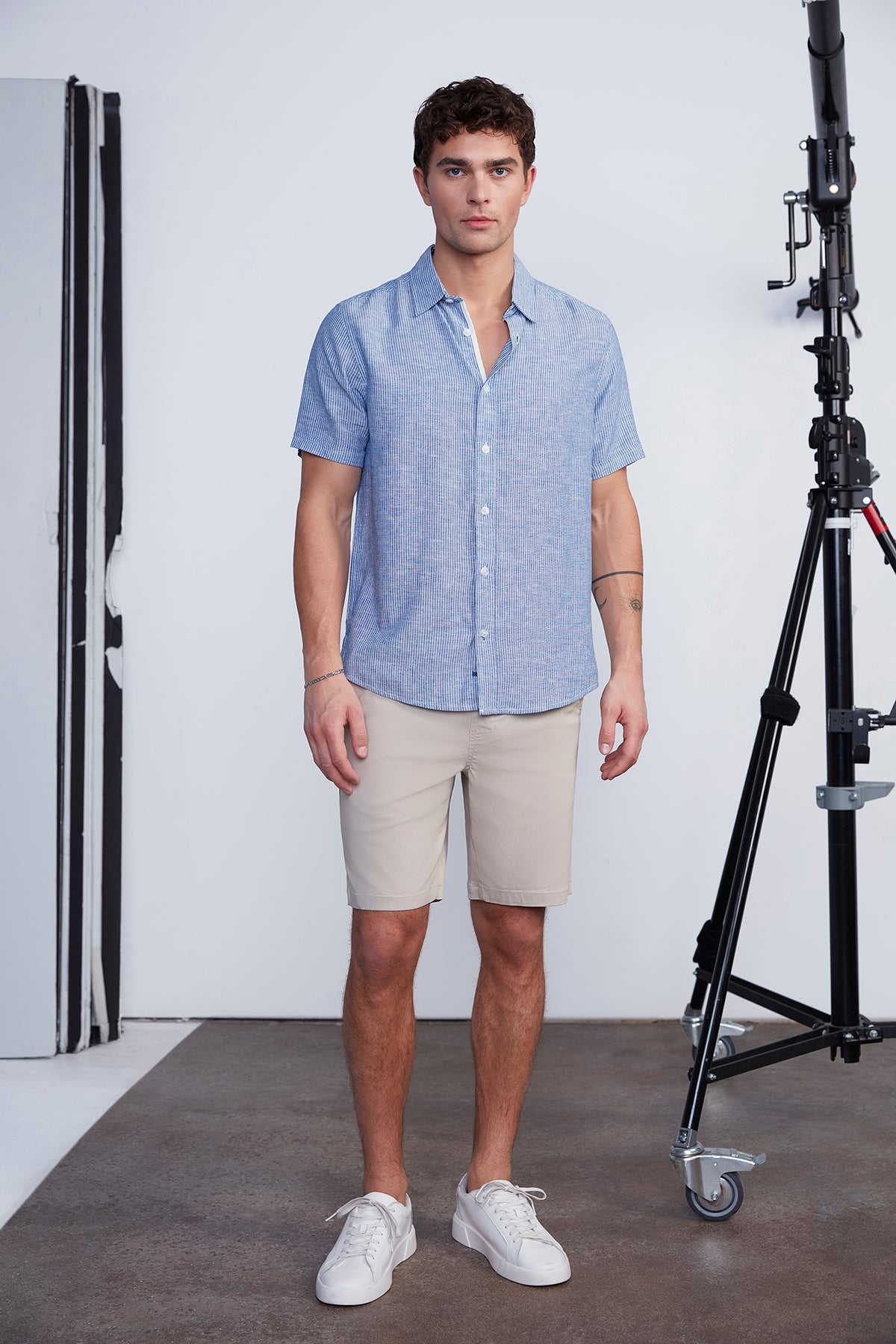 Mens Beige Pocket Dress Shorts