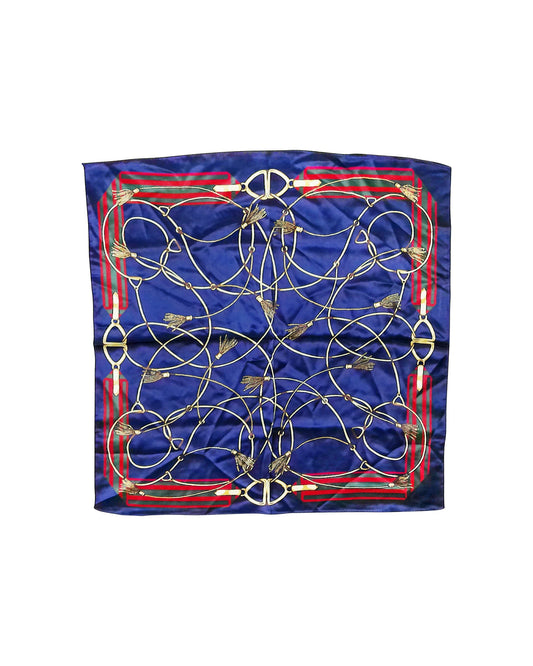 Silk Tassle  Print Square Neck Decorative Scarf