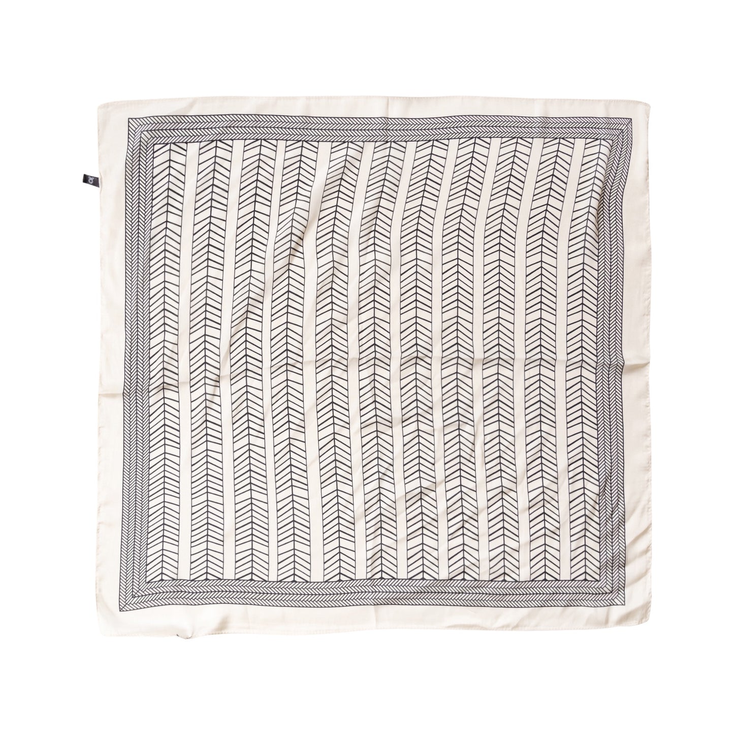 Beige Decorative Silk Scarf with Chevron Pattern