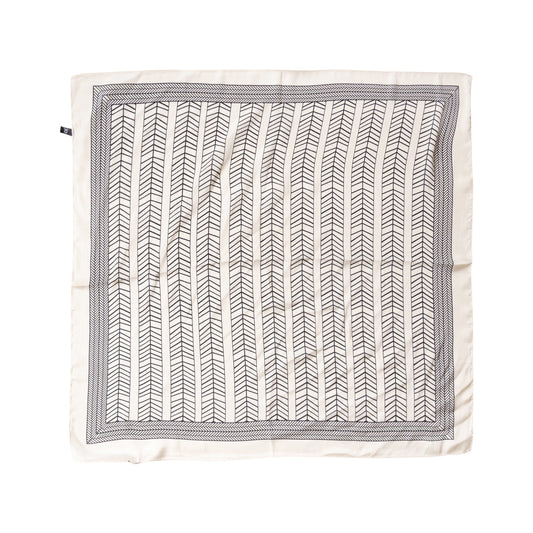 Beige Decorative Silk Scarf with Chevron Pattern